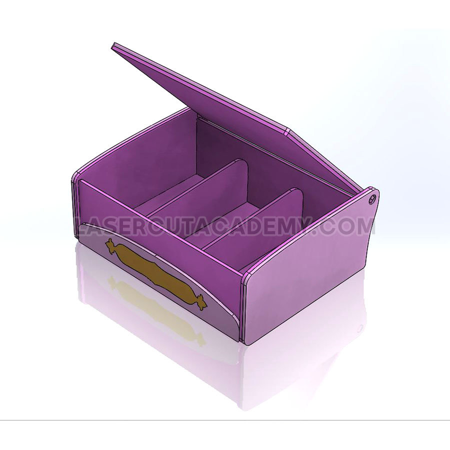 3-Compartment Wooden Box with Hidden Hinges – Laser Cut Floral Design (SVG, DXF, PDF & CDR Files)