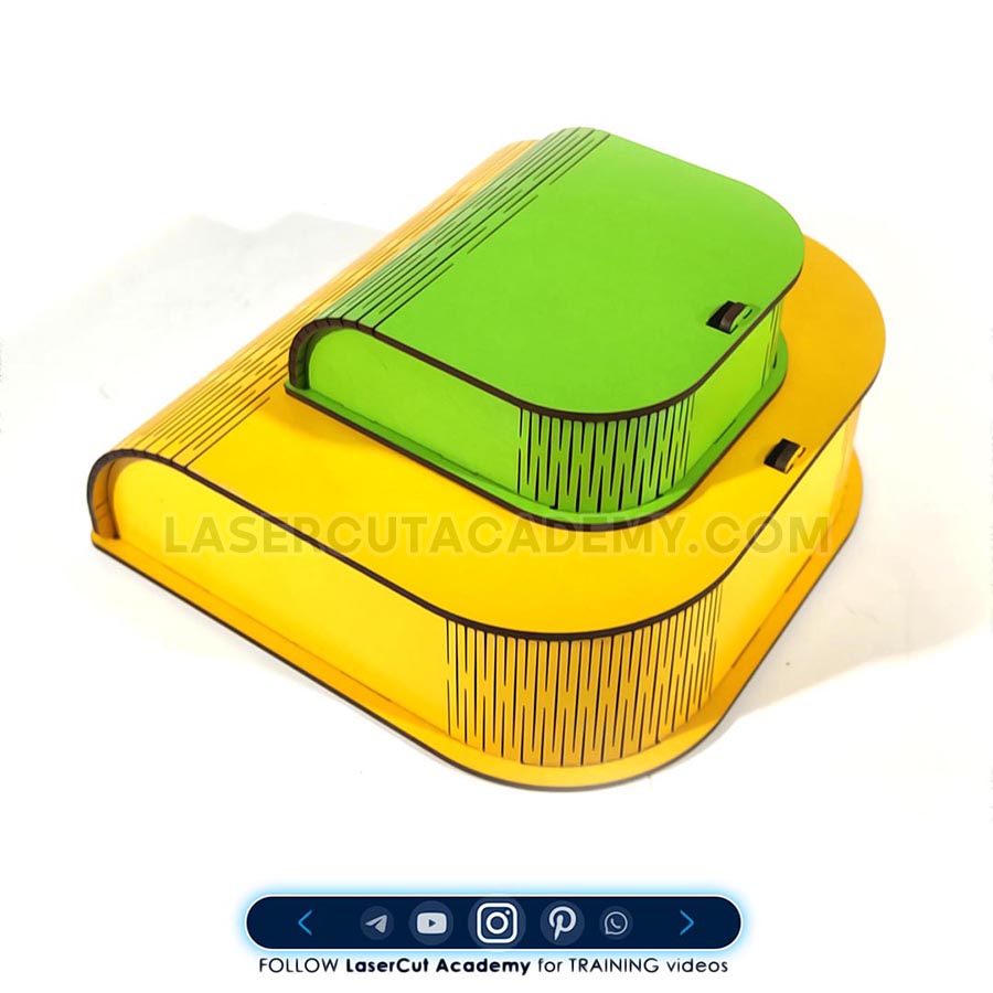 Ergonomic Curved Box with Kerf-Bent Sides – SVG, DXF, PDF & CDR Laser Cut Files