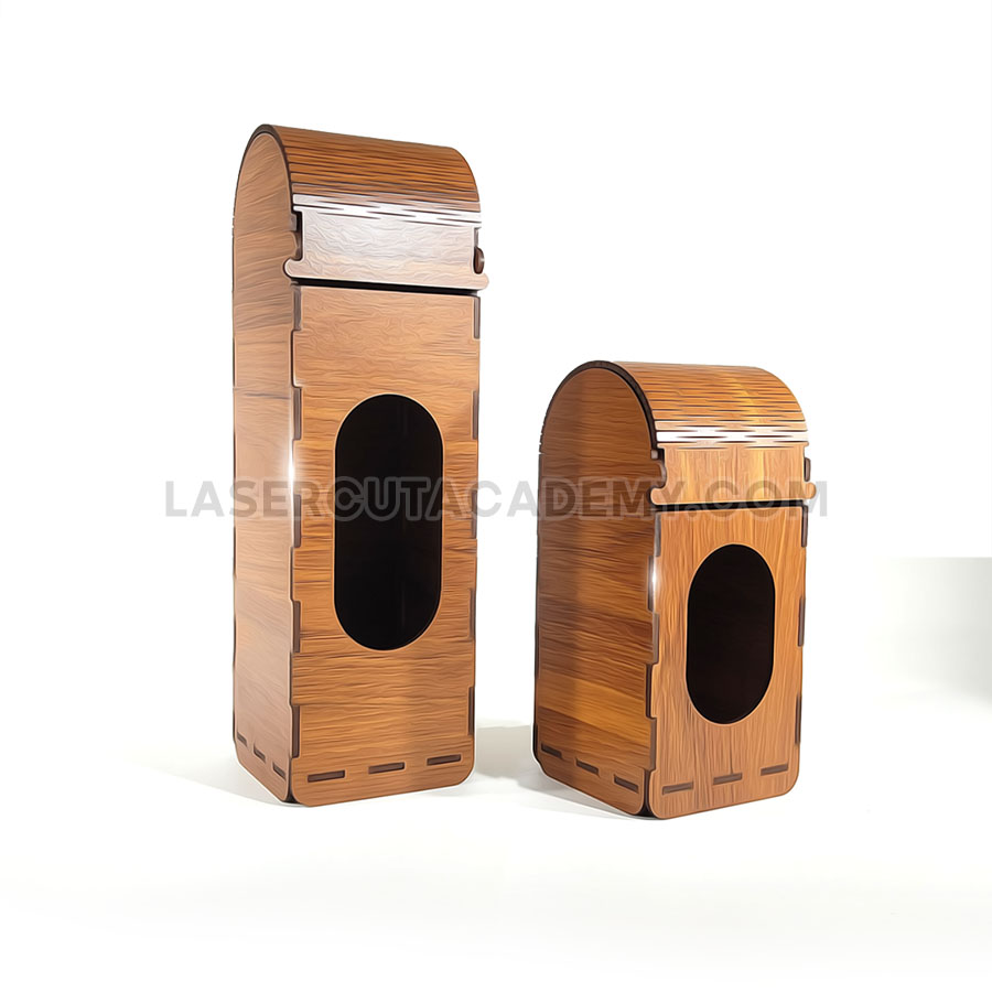 Laser Cut Bottle Cover Box – Dual Size for Honey, Juice & Wine Bottles (SVG, DXF, PDF & CDR Files)