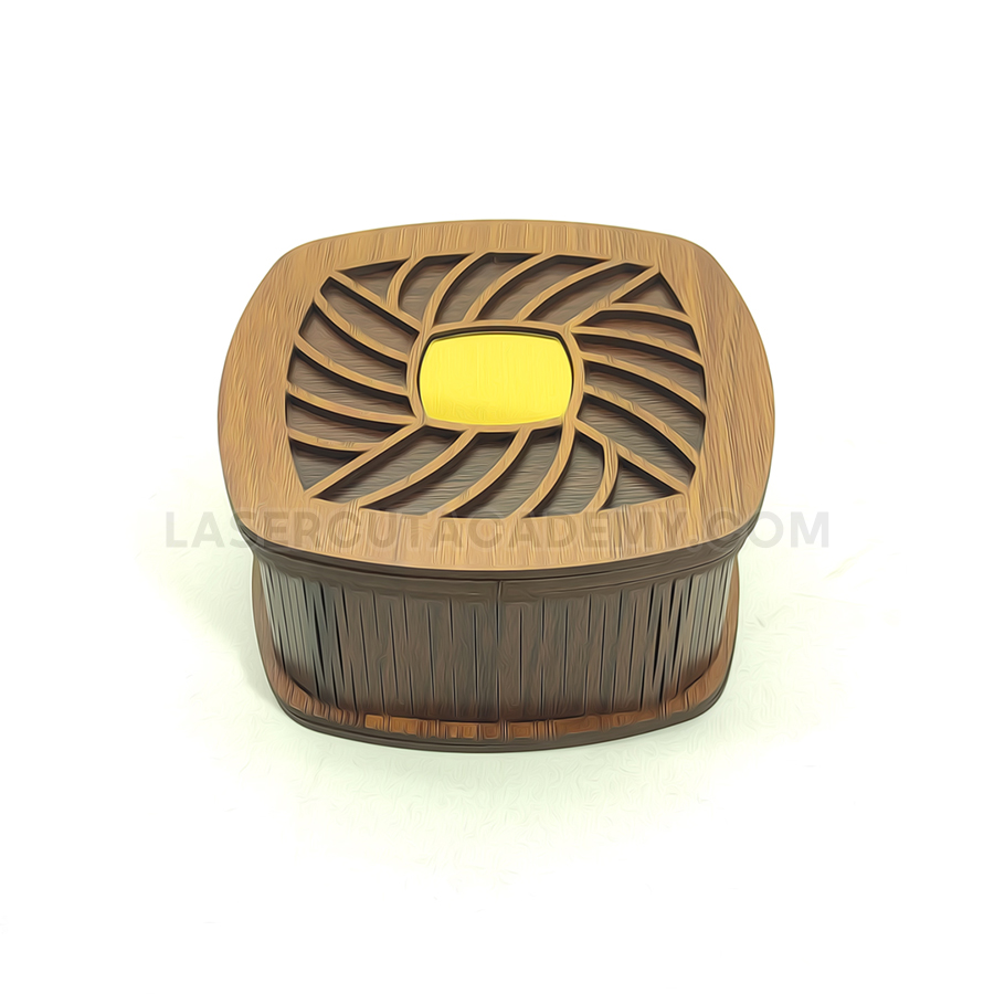 Wooden Decorative Box with Laser-Cut Lid – SVG, DXF, PDF & CDR Files