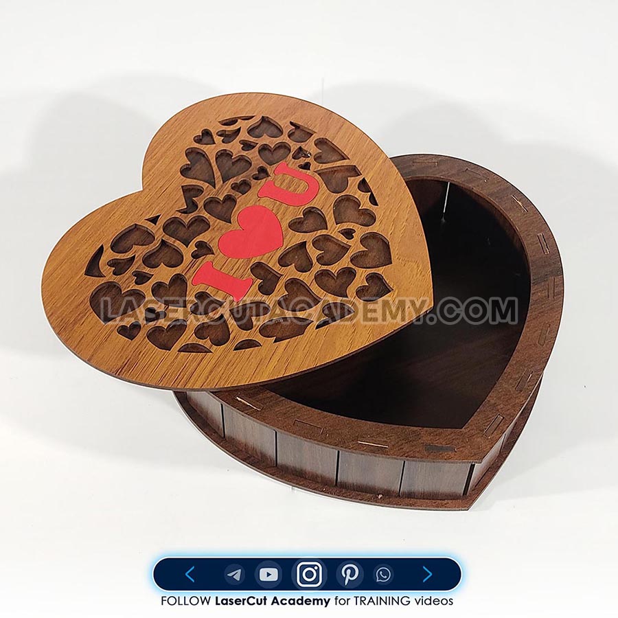 Heart-Shaped Romantic Gift Box with ‘I ♥ U’ Cutout – SVG, DXF, PDF & CDR Files