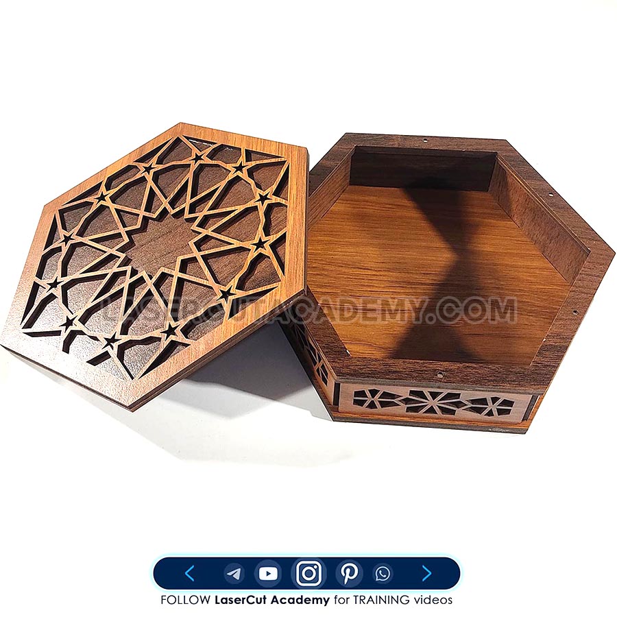 Hexagonal Geometric Decorative Box – SVG, DXF, PDF & CDR Laser Cut Files