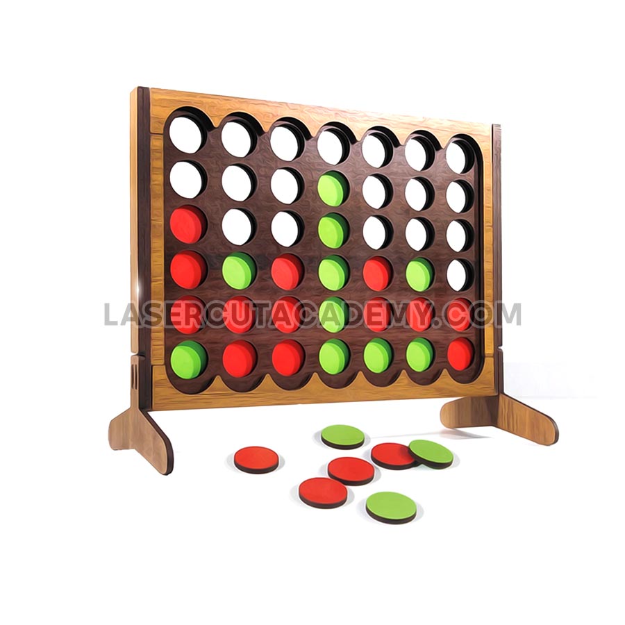 Wooden Connect Four Game – Laser Cut Family Strategy Board (SVG, DXF, PDF & CDR Files)