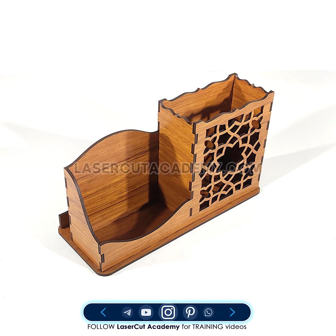 Desktop Pen Holder with Laser-Cut Design – SVG, DXF, PDF & CDR Files