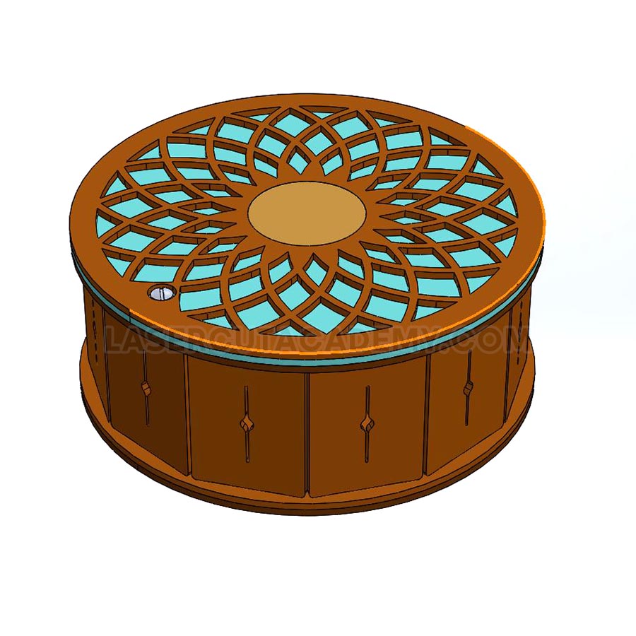 Laser Cut Decorative Round Box – Elegant Storage for Jewelry & Keepsakes (SVG, DXF, PDF & CDR Files)