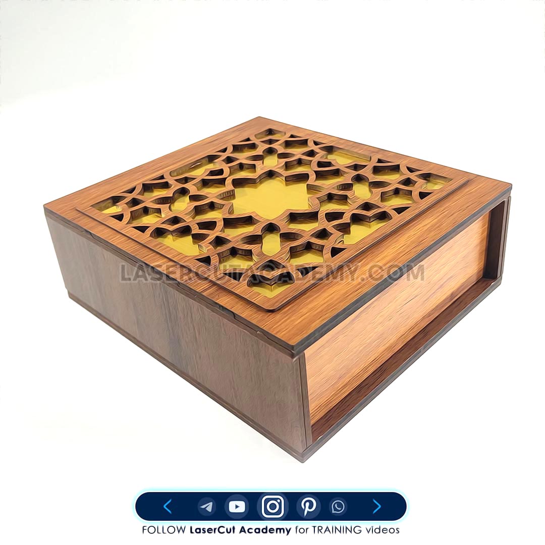 Elegant Laser Cut Jewelry Box with Sliding Drawer – SVG, DXF & PDF Files