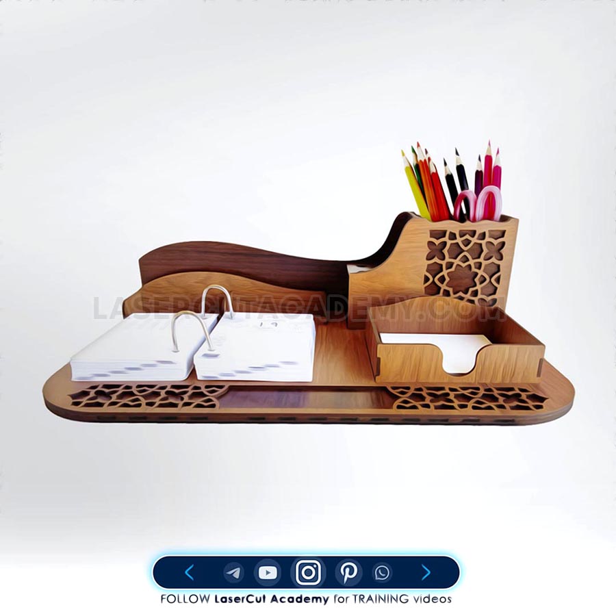 All-in-One Wooden Desk Organizer – Laser Cut Office Set (SVG, DXF, PDF & CDR Files)