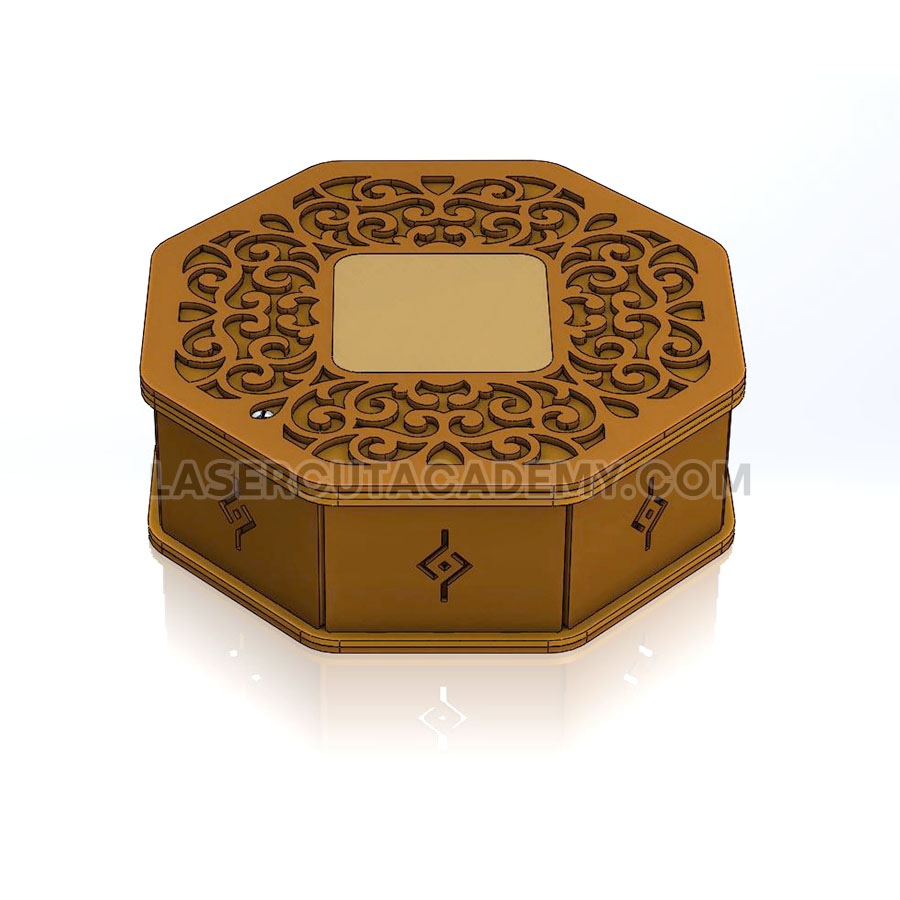Octagonal Laser Cut Jewelry Box – Decorative Storage for Chocolates, Nuts & Keepsakes (SVG, DXF, PDF & CDR Files)