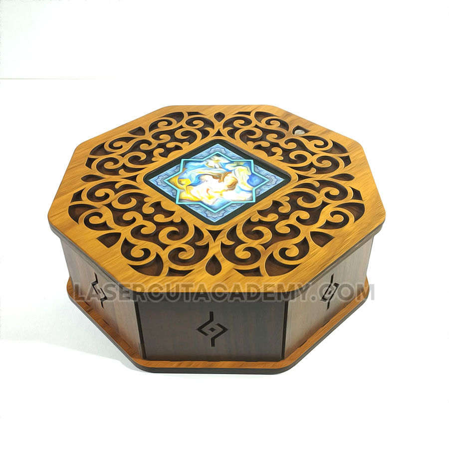 Octagonal Laser Cut Jewelry Box – Decorative Storage for Chocolates, Nuts & Keepsakes (SVG, DXF, PDF & CDR Files)