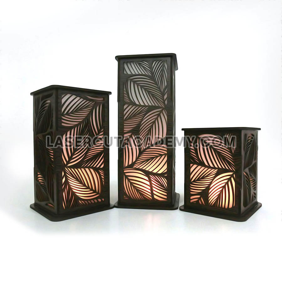 Geometric Wooden Candle Holder Set – 3 Sizes, Laser Cut (SVG, DXF, PDF & CDR Files)