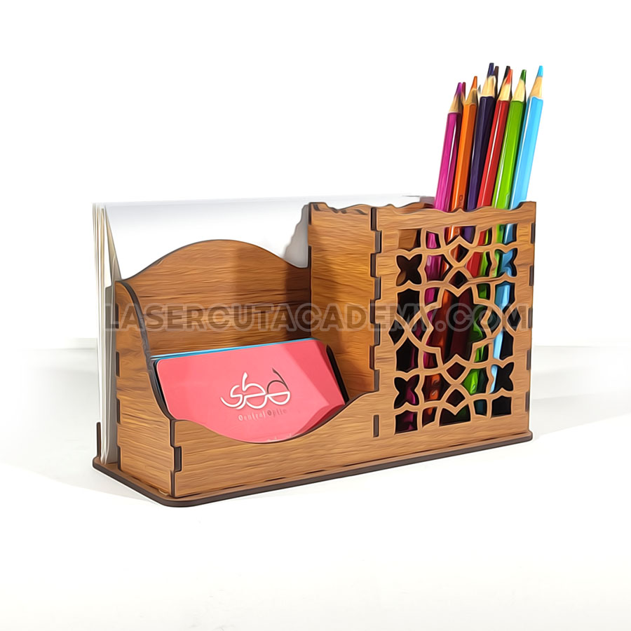 Desktop Pen Holder with Laser-Cut Design – SVG, DXF, PDF & CDR Files