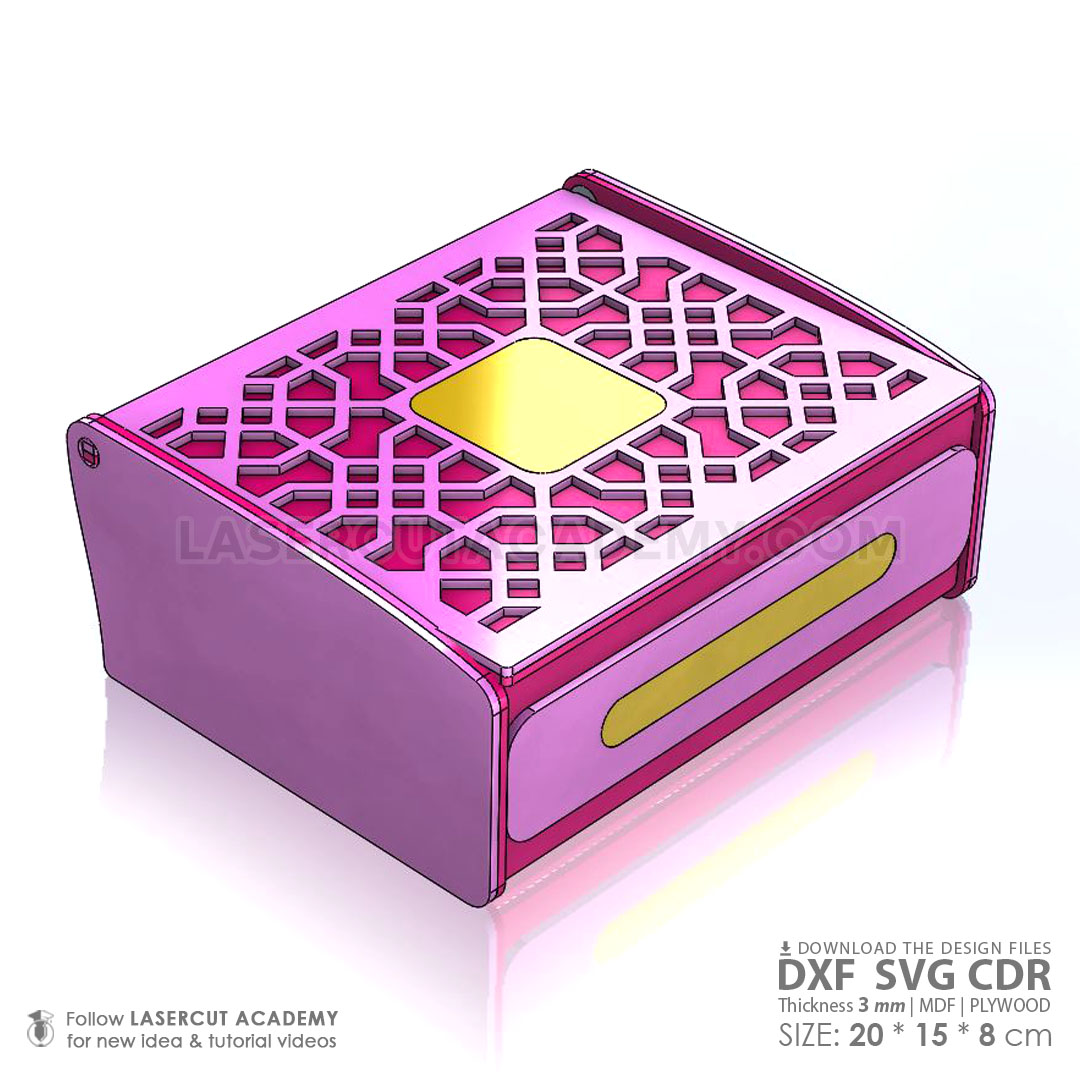 3-Compartment Wooden Snack Box with Wooden Hinge – SVG, DXF, PDF & CDR Files