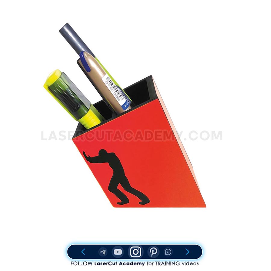 Slanted Wooden Desk Organizer with Laser-Cut Silhouette – SVG, DXF, PDF & CDR Files