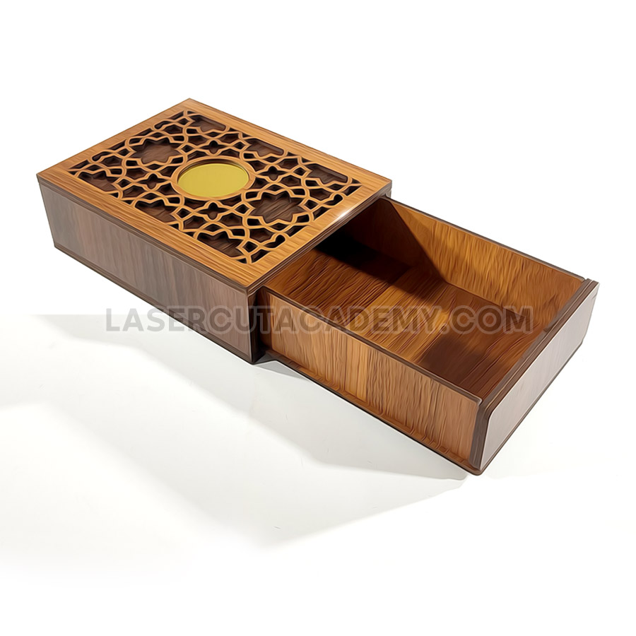 Decorative Laser Cut Box with Pull-Out Drawer – SVG, DXF & PDF Files