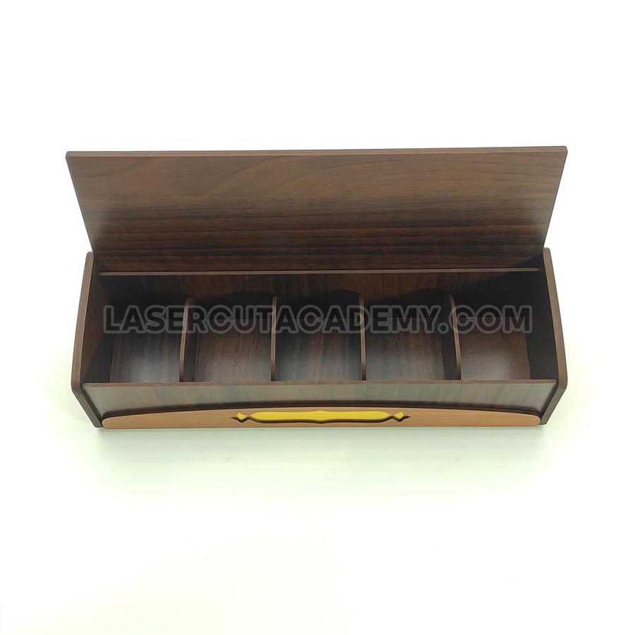 5-Compartment Wooden Box with Hidden Wooden Hinges – Laser Cut Floral Design (SVG, DXF, PDF & CDR Files)