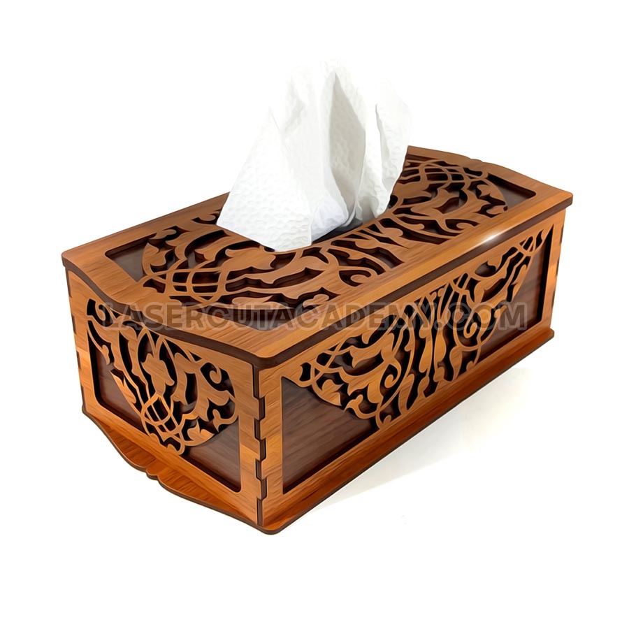 Laser Cut Wooden Tissue Box with Bottom Drawer – SVG, DXF, PDF & CDR Files