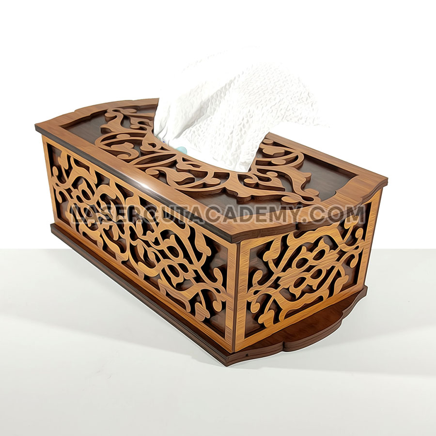 Ornate Laser Cut Tissue Box with Bottom Refill Drawer – SVG, DXF, PDF & CDR Files