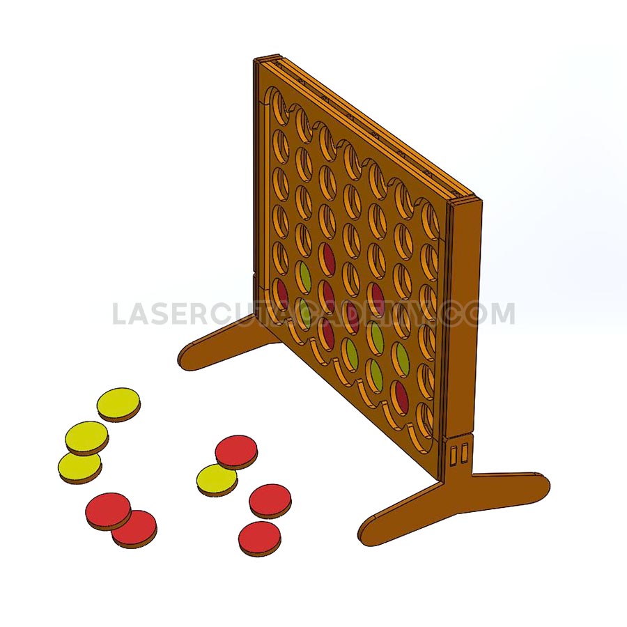 Wooden Connect Four Game – Laser Cut Family Strategy Board (SVG, DXF, PDF & CDR Files)