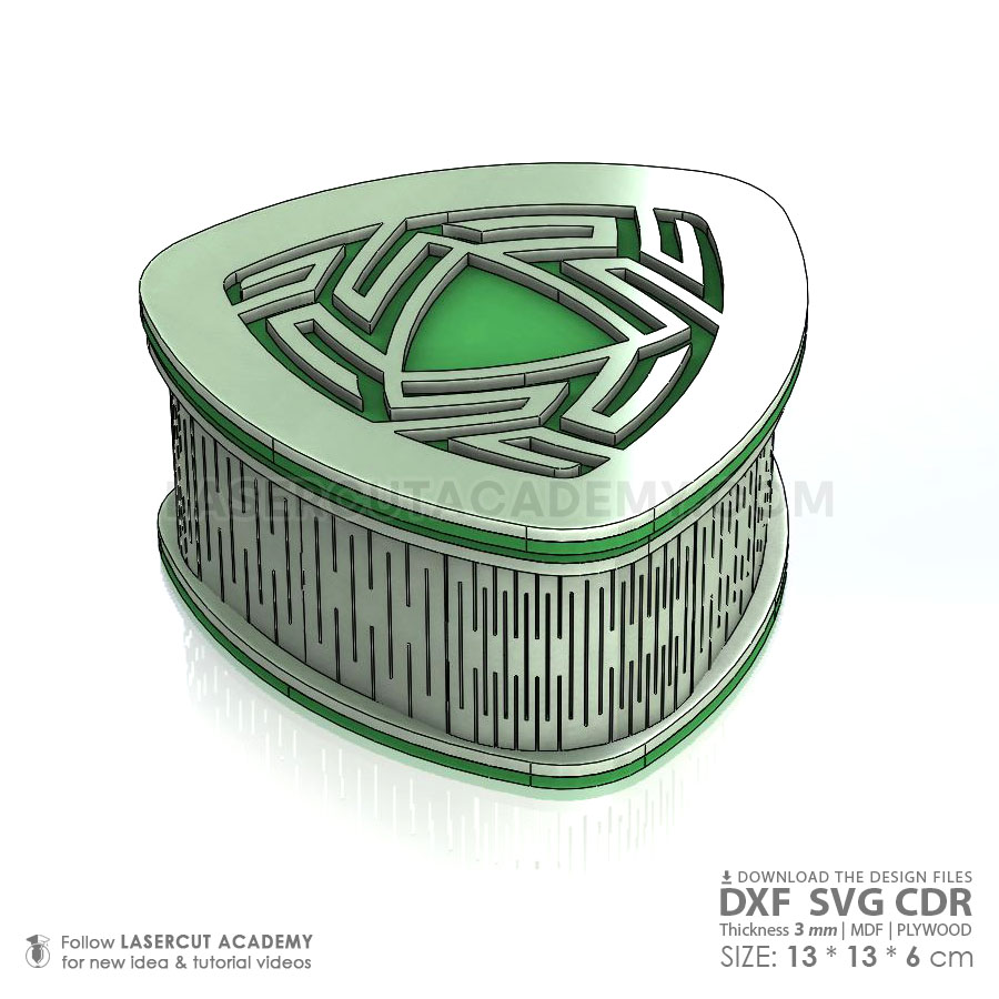 Geometric Wooden Trinket Box – Laser-Engraved Decorative Storage (SVG, DXF, PDF & CDR Files)