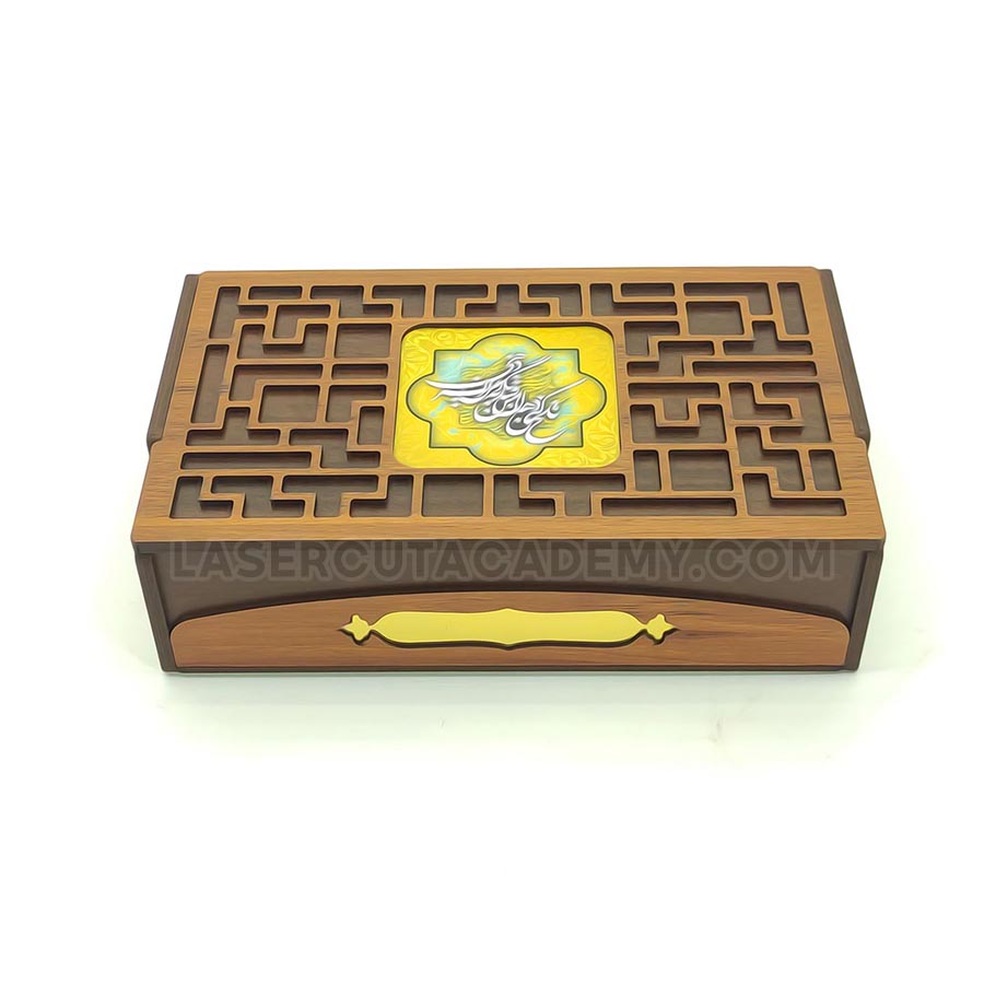 Elegant Geometric Storage Box with Gold Accents – Laser Cut Wooden Organizer (SVG, DXF, PDF & CDR Files)