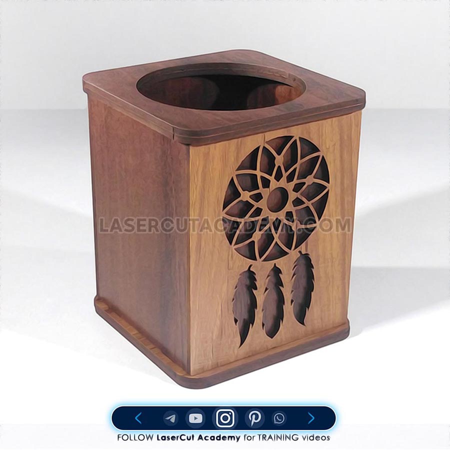 Modern Geometric Pen Holder – Laser Cut Wooden Desk Organizer (SVG, DXF, PDF & CDR Files)