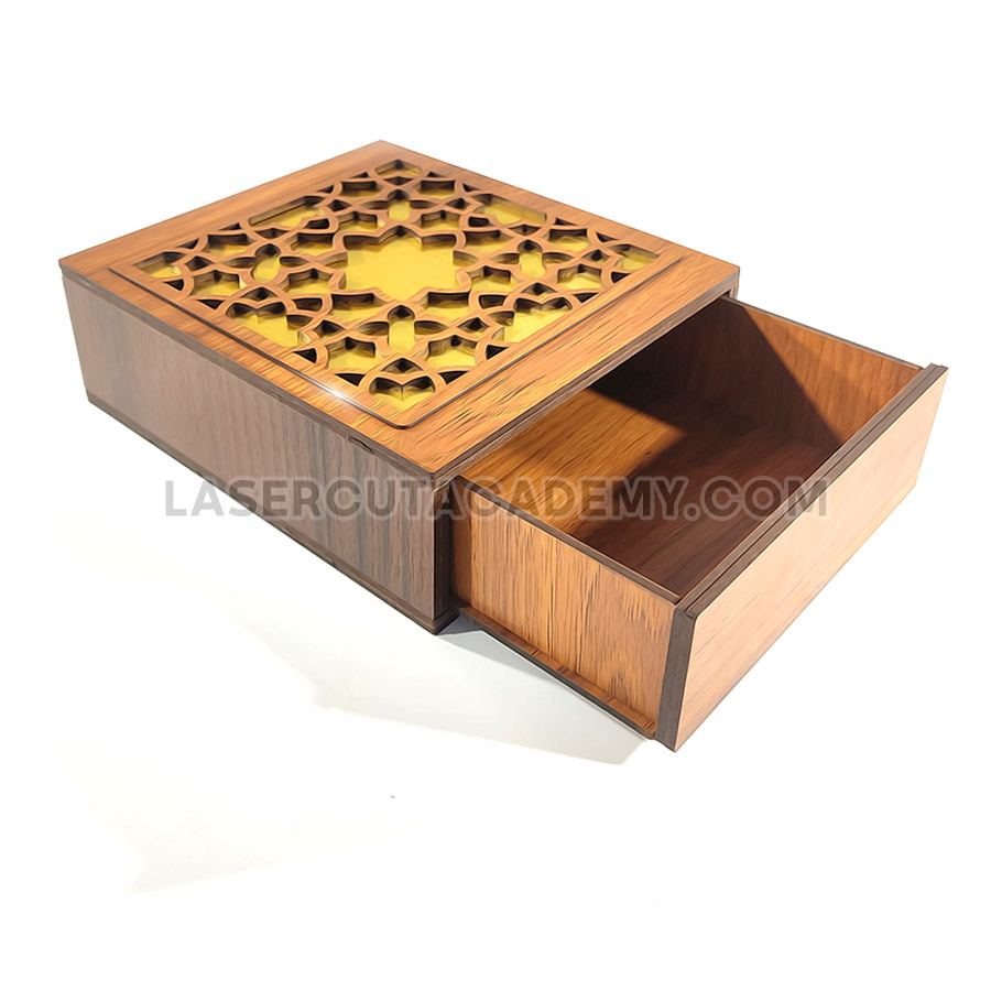 Elegant Laser Cut Jewelry Box with Sliding Drawer – SVG, DXF & PDF Files