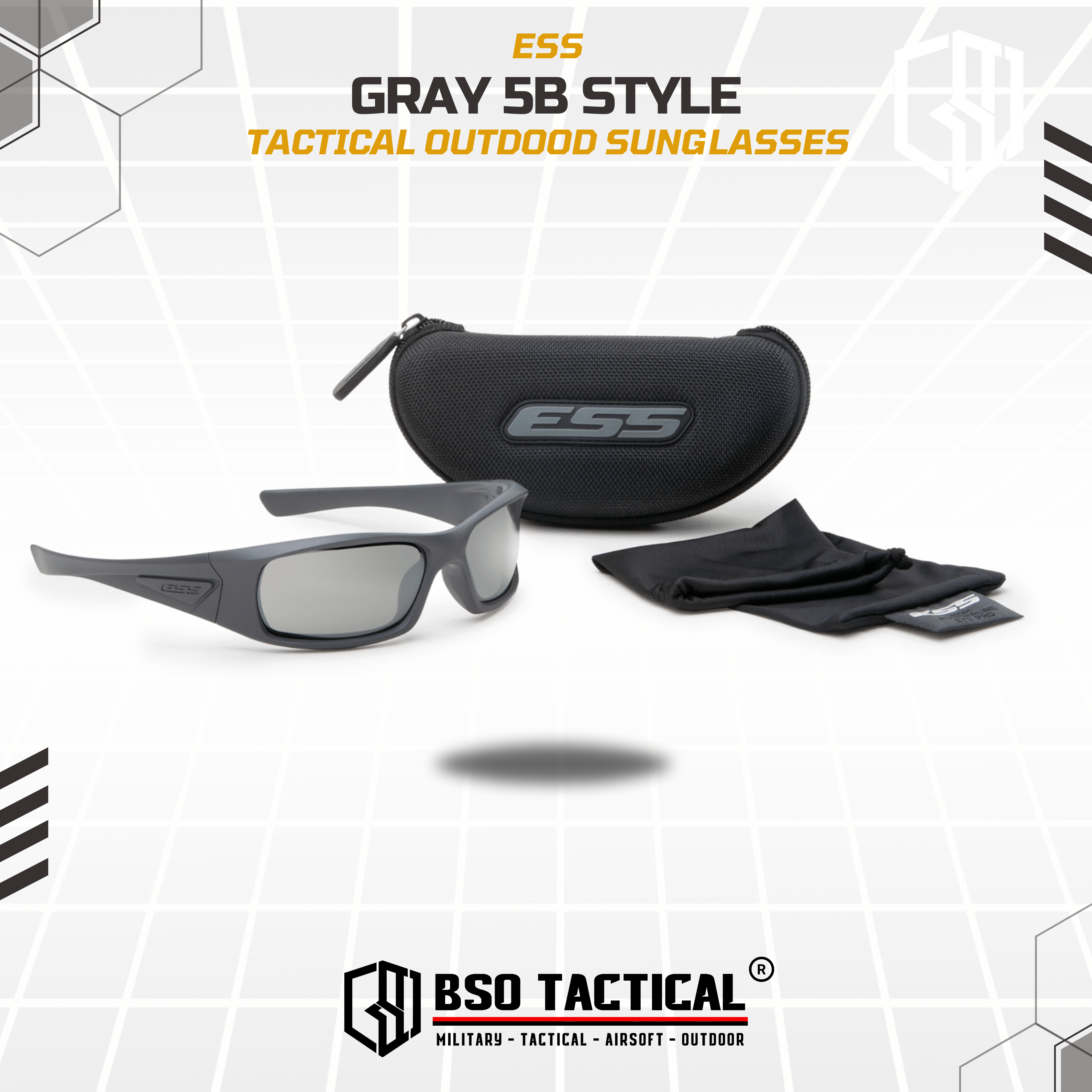 Kacamata Tactical ESS 5B Style Outdoor Goggle Sunglasses Sport - Gray
