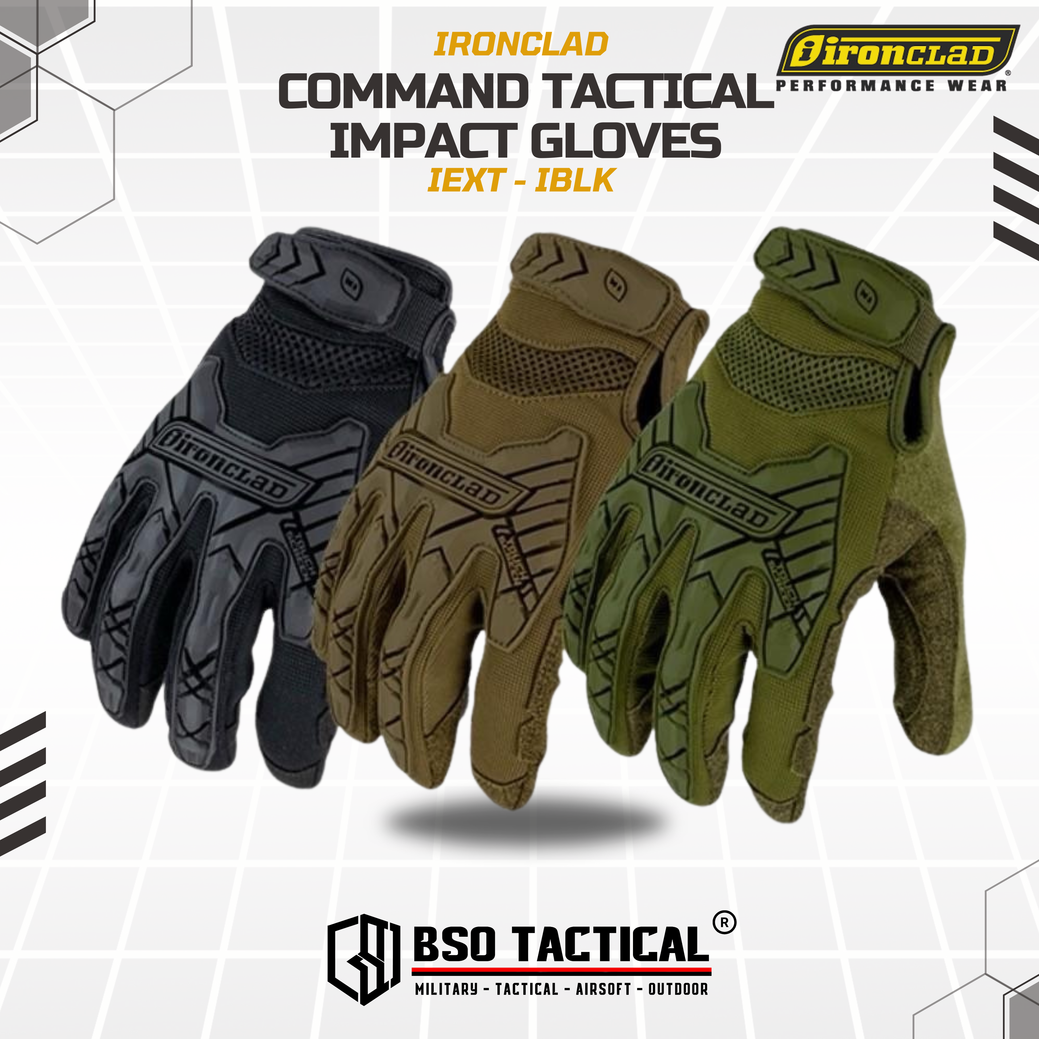 Sarung Tangan Ironclad Command Tactical Impact Touchscreen - IEXT IBLK