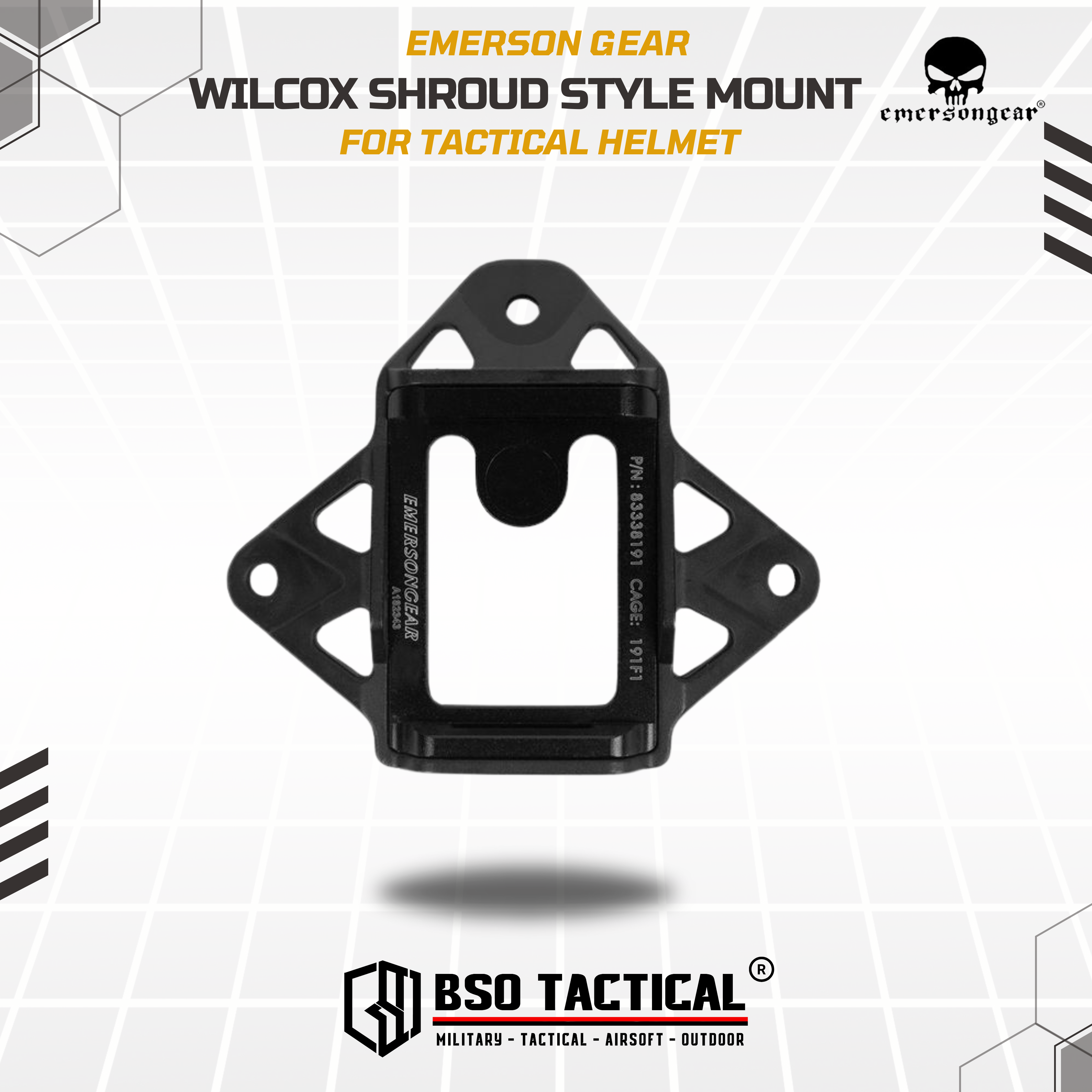  Emerson Gear Mount Wilcox Shroud Style 4 Holes for Tactical Helmet - EM8972