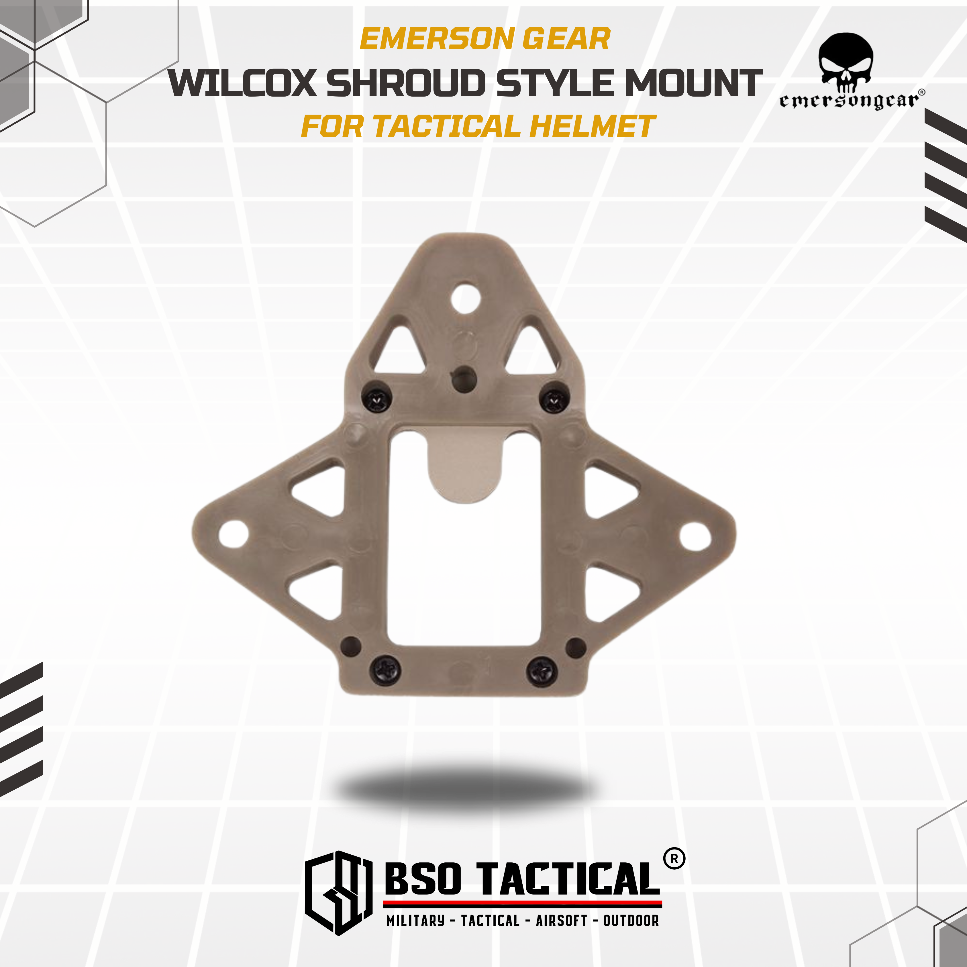  Emerson Gear Mount Wilcox Shroud Style 4 Holes for Tactical Helmet - EM8972