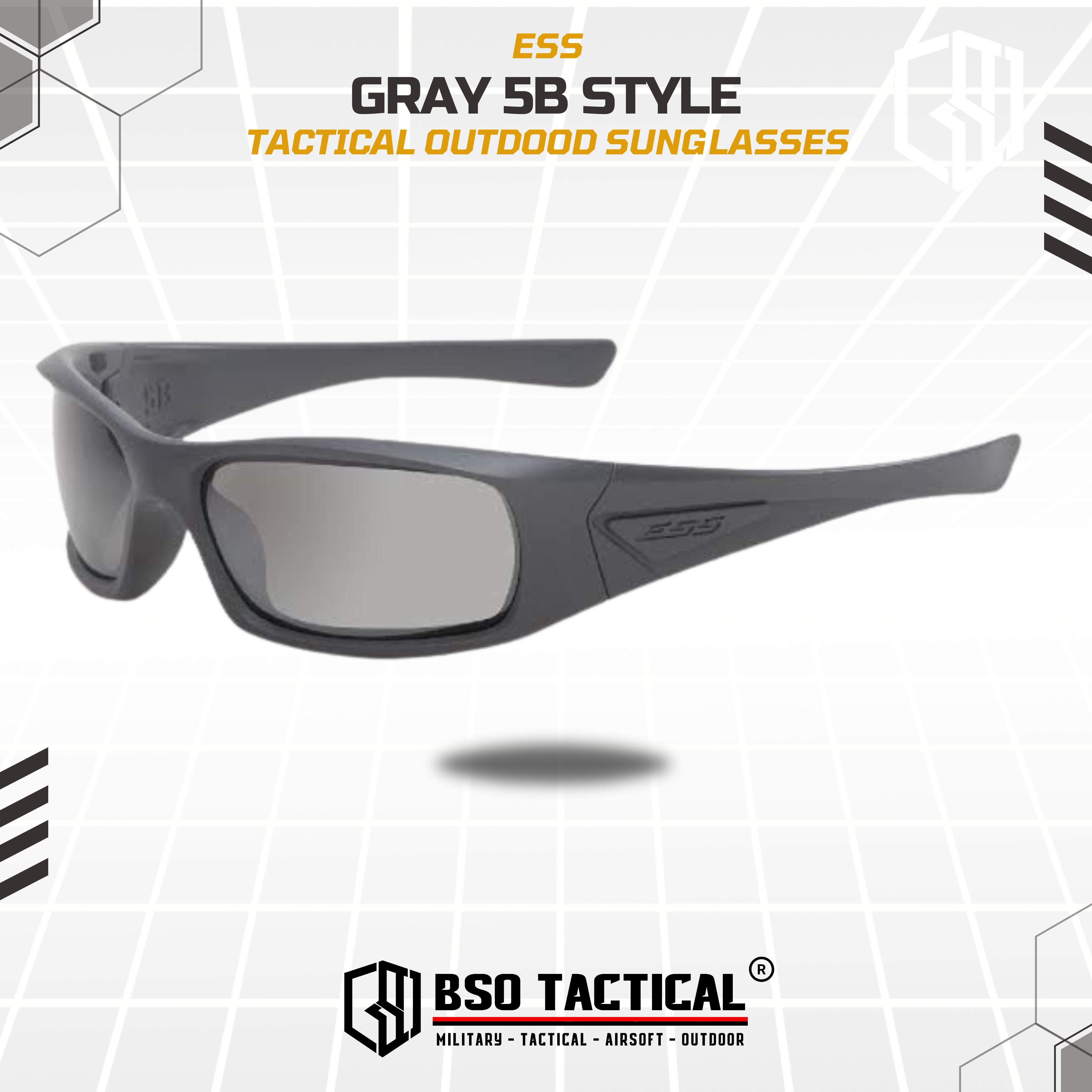 Kacamata Tactical ESS 5B Style Outdoor Goggle Sunglasses Sport - Gray