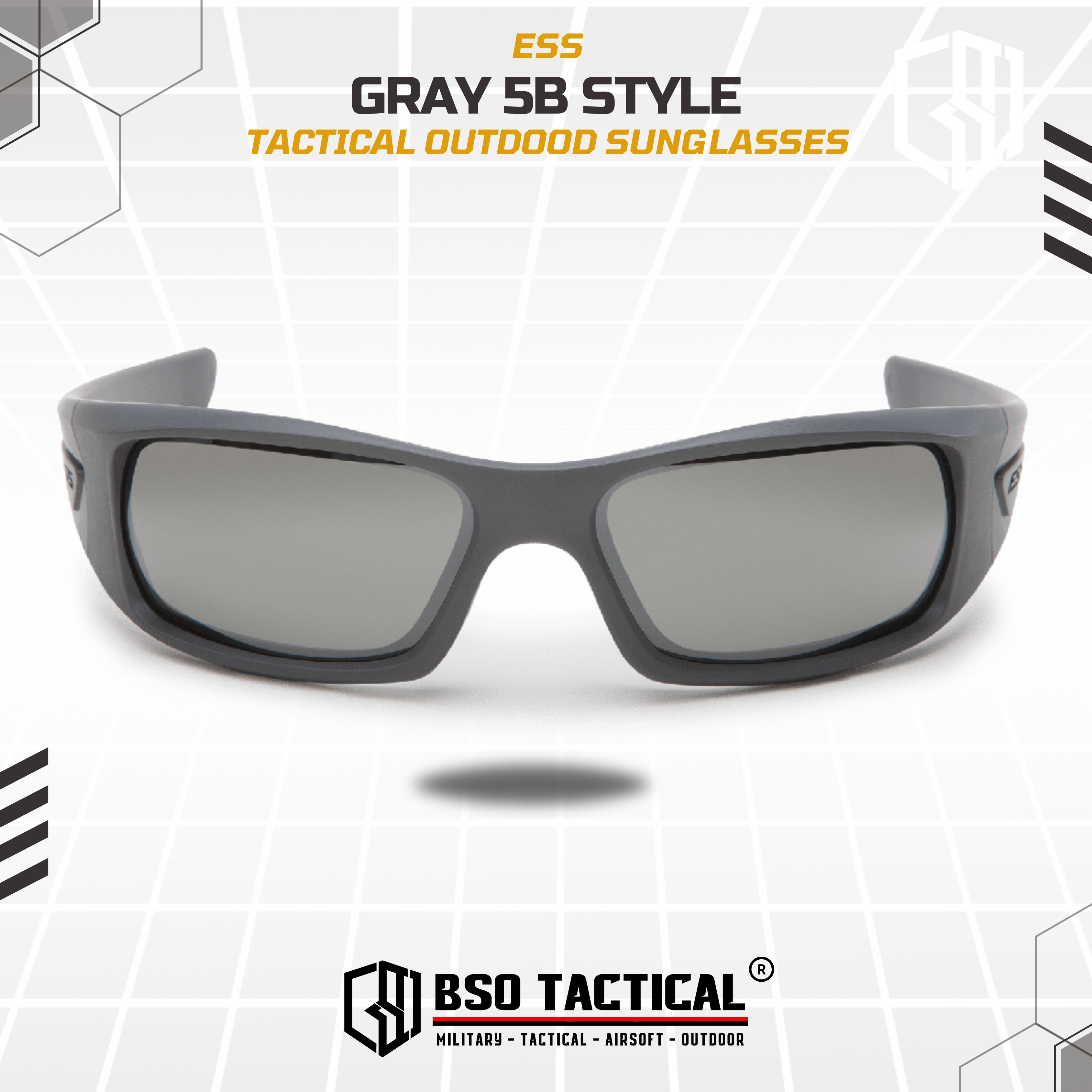 Kacamata Tactical ESS 5B Style Outdoor Goggle Sunglasses Sport - Gray