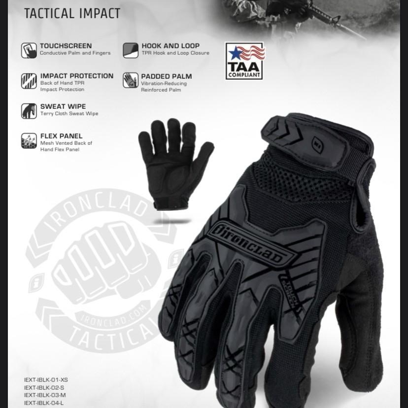 Sarung Tangan Ironclad Command Tactical Impact Touchscreen - IEXT IBLK