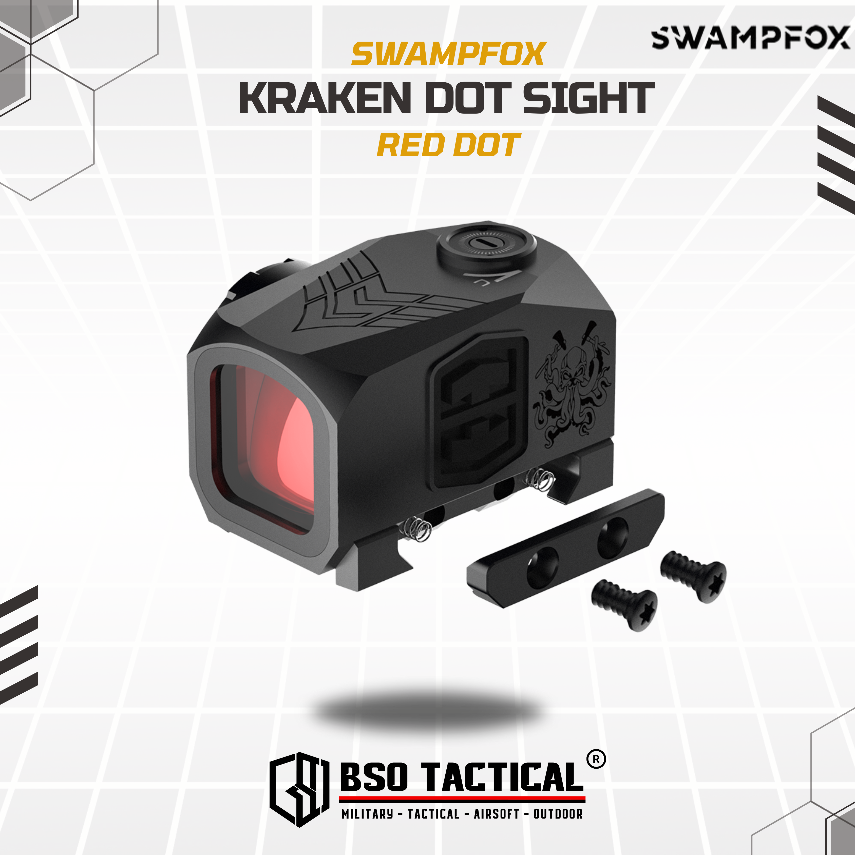 Swampfox Kraken Red Dot Sight Tactical Optic with RMR Mount base MOS Plate Picatinny