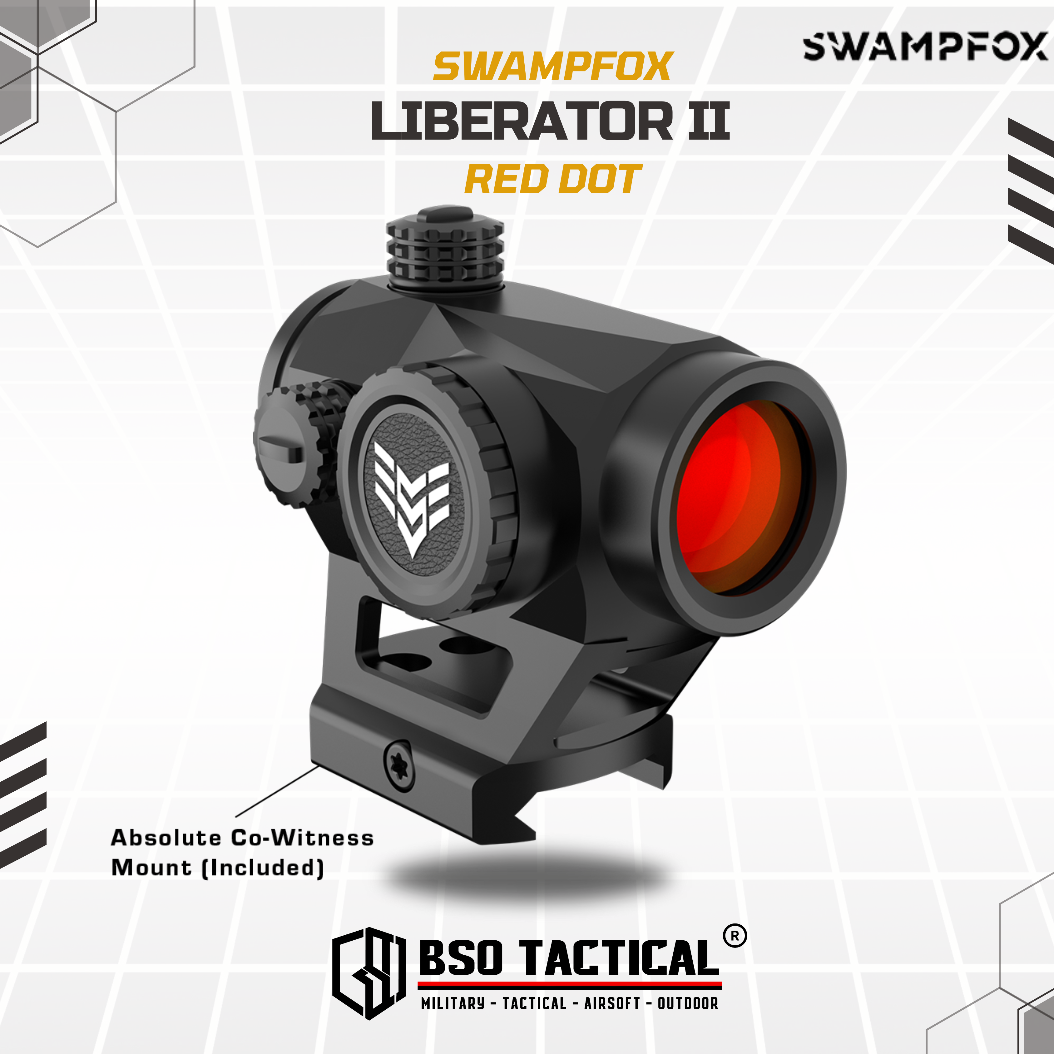 Swampfox Liberator II Tactical Red Dot with Low and High Riser Picatinny