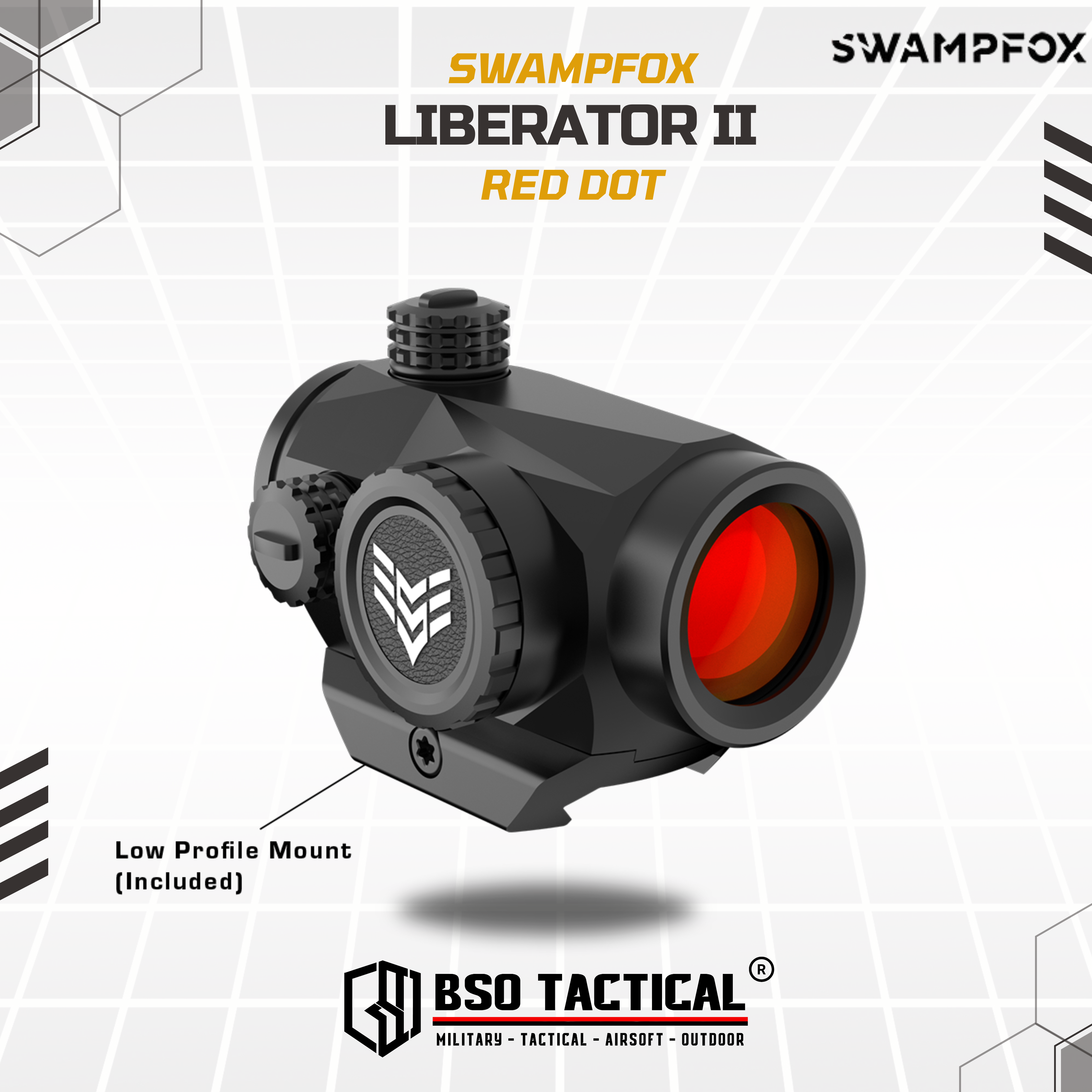 Swampfox Liberator II Tactical Red Dot with Low and High Riser Picatinny