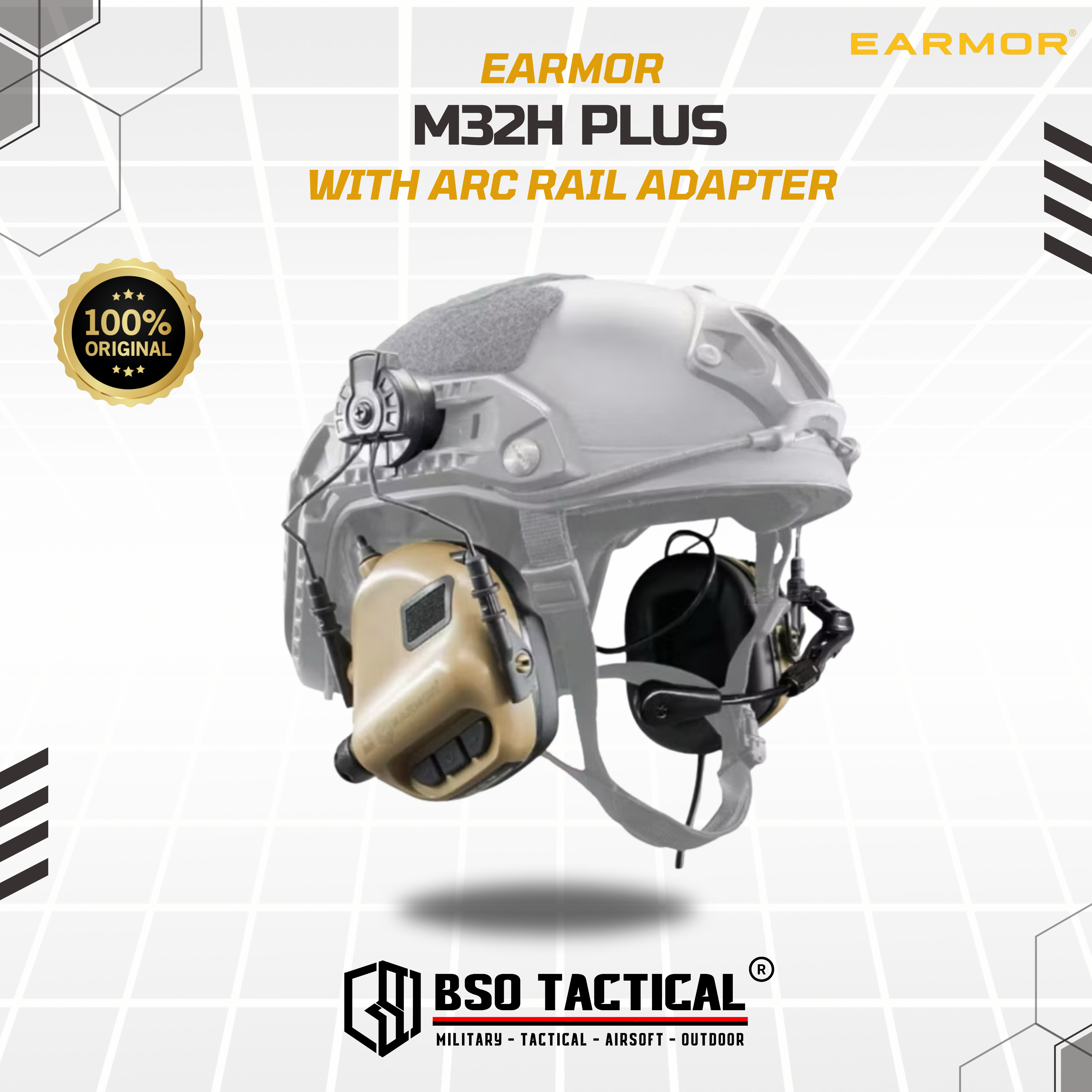 Earmor M32H Plus Tactical Headset ARC Rail Adapter Electronic Communication Hearing Protector ORIGINAL