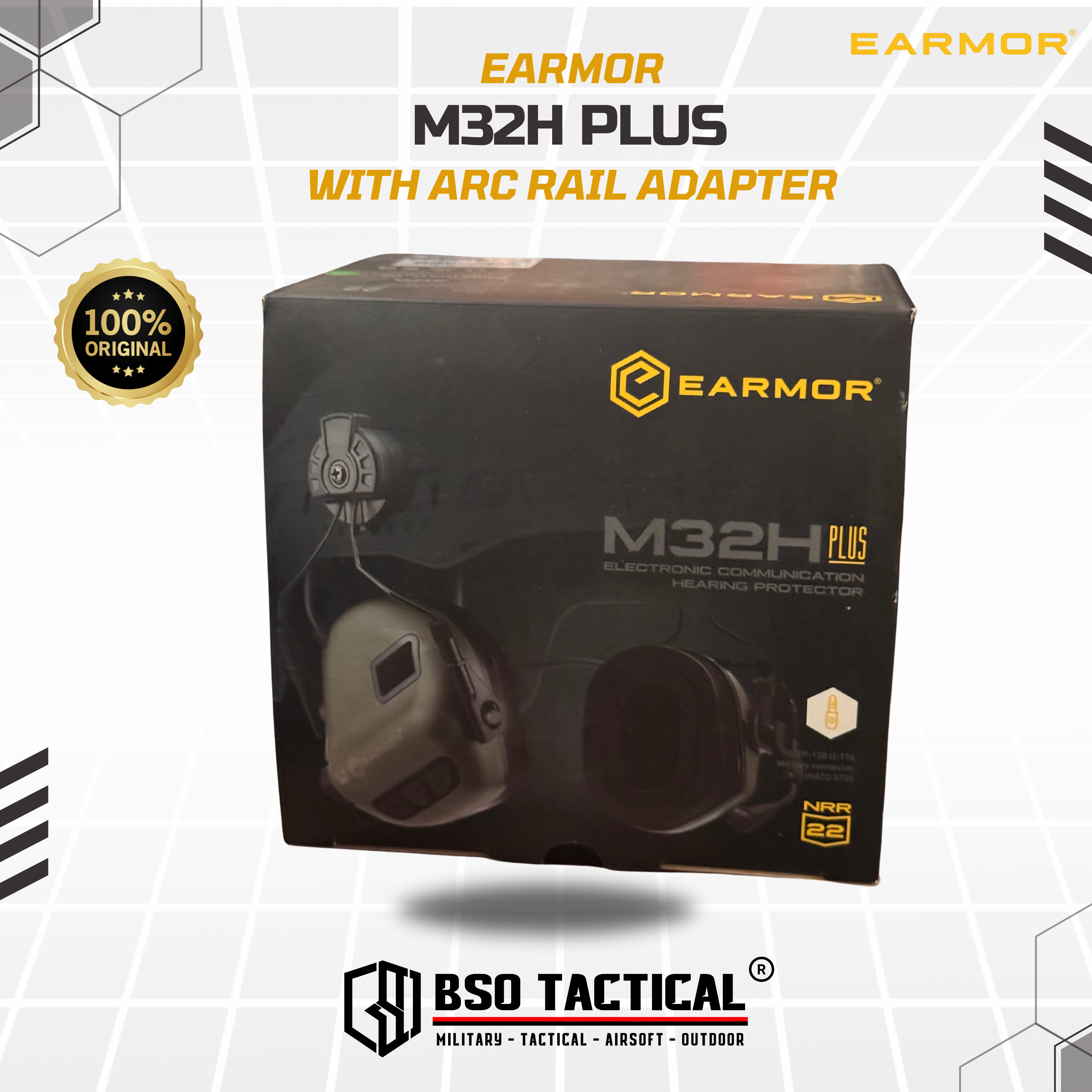 Earmor M32H Plus Tactical Headset ARC Rail Adapter Electronic Communication Hearing Protector ORIGINAL