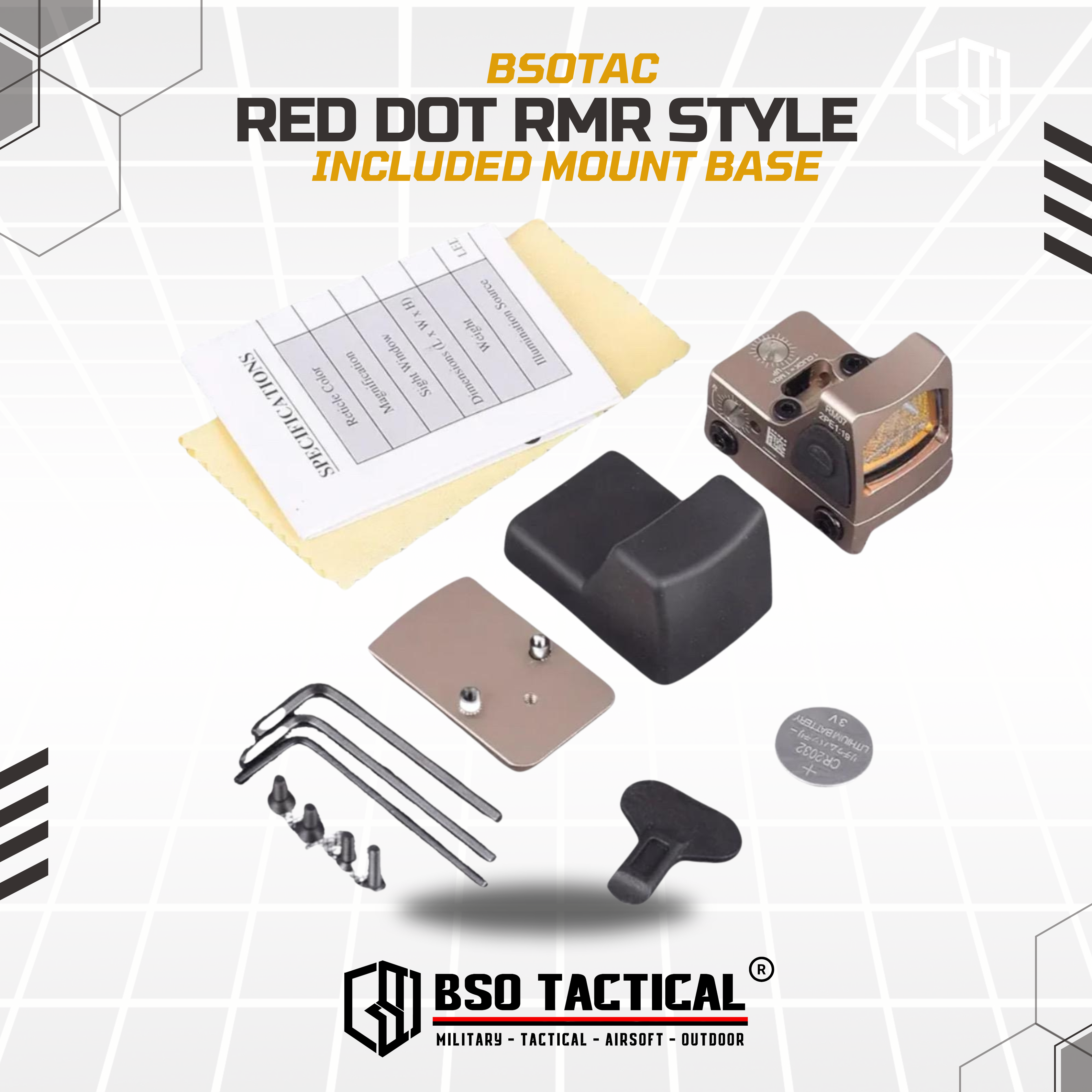 Tactical RMR Style Red Dot Mini Sight with GL Mount Base & Picatinny Mount