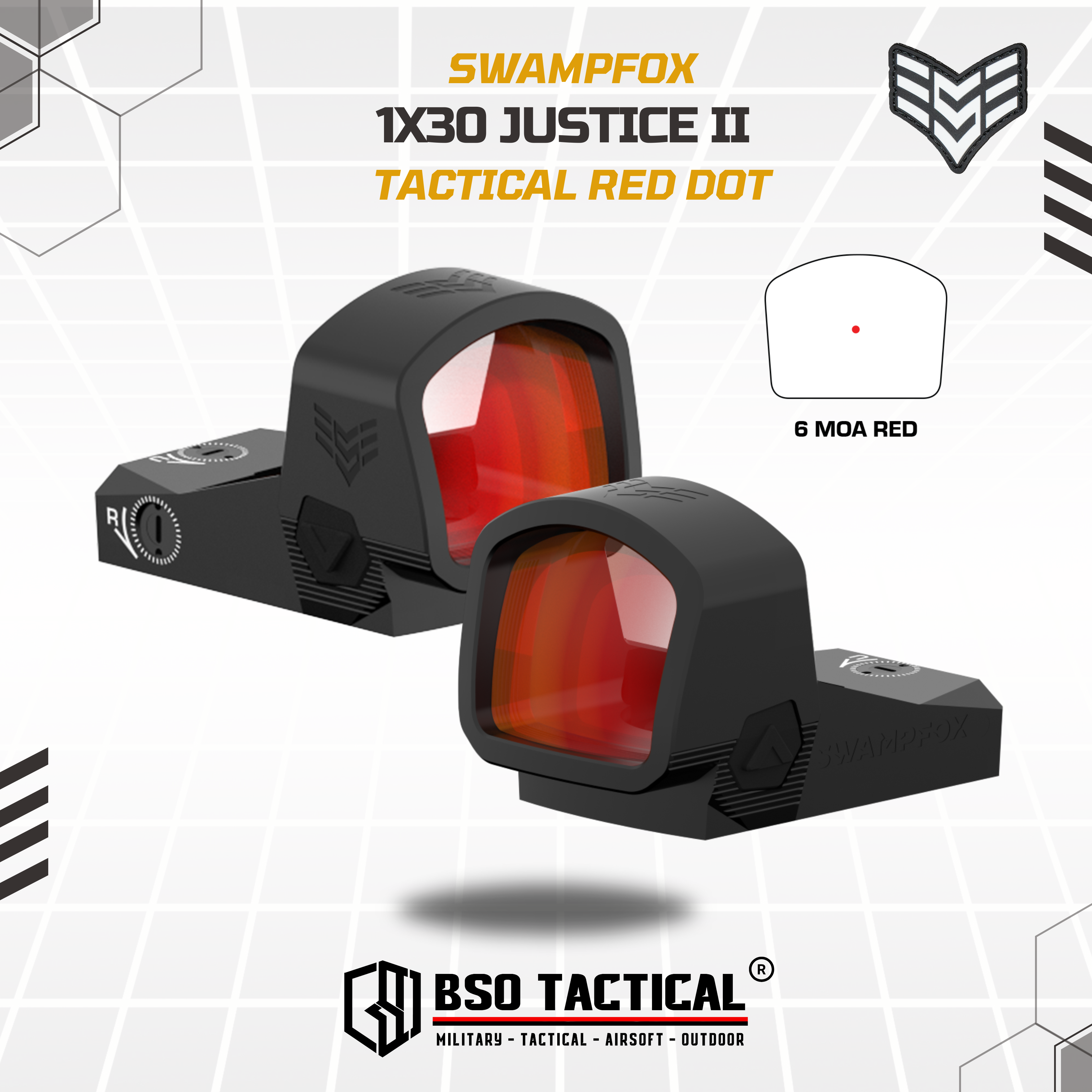 Swampfox Justice II 1x30 Tactical Red Dot Sight - Red Dot Version