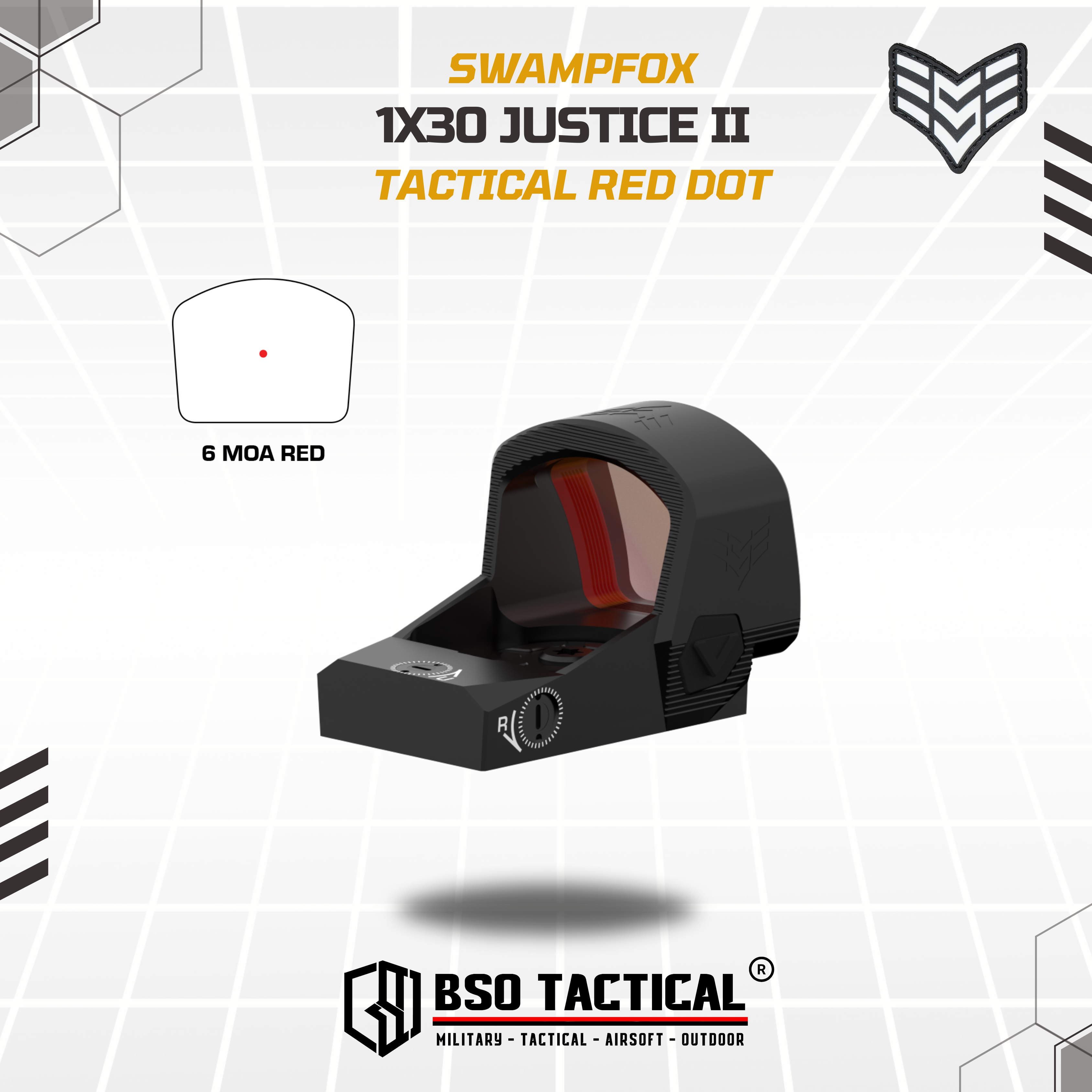 Swampfox Justice II 1x30 Tactical Red Dot Sight - Red Dot Version