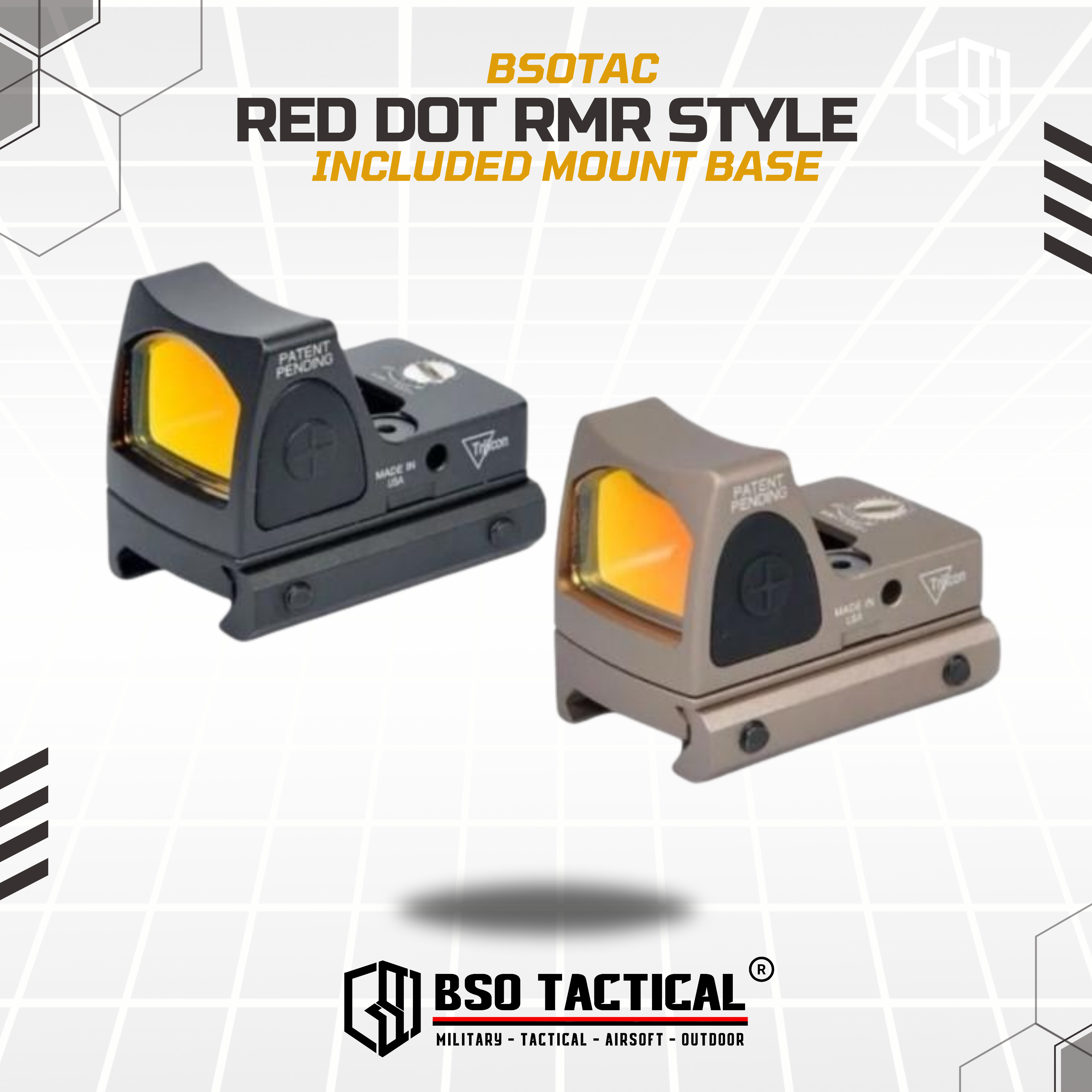 Tactical RMR Style Red Dot Mini Sight with GL Mount Base & Picatinny Mount