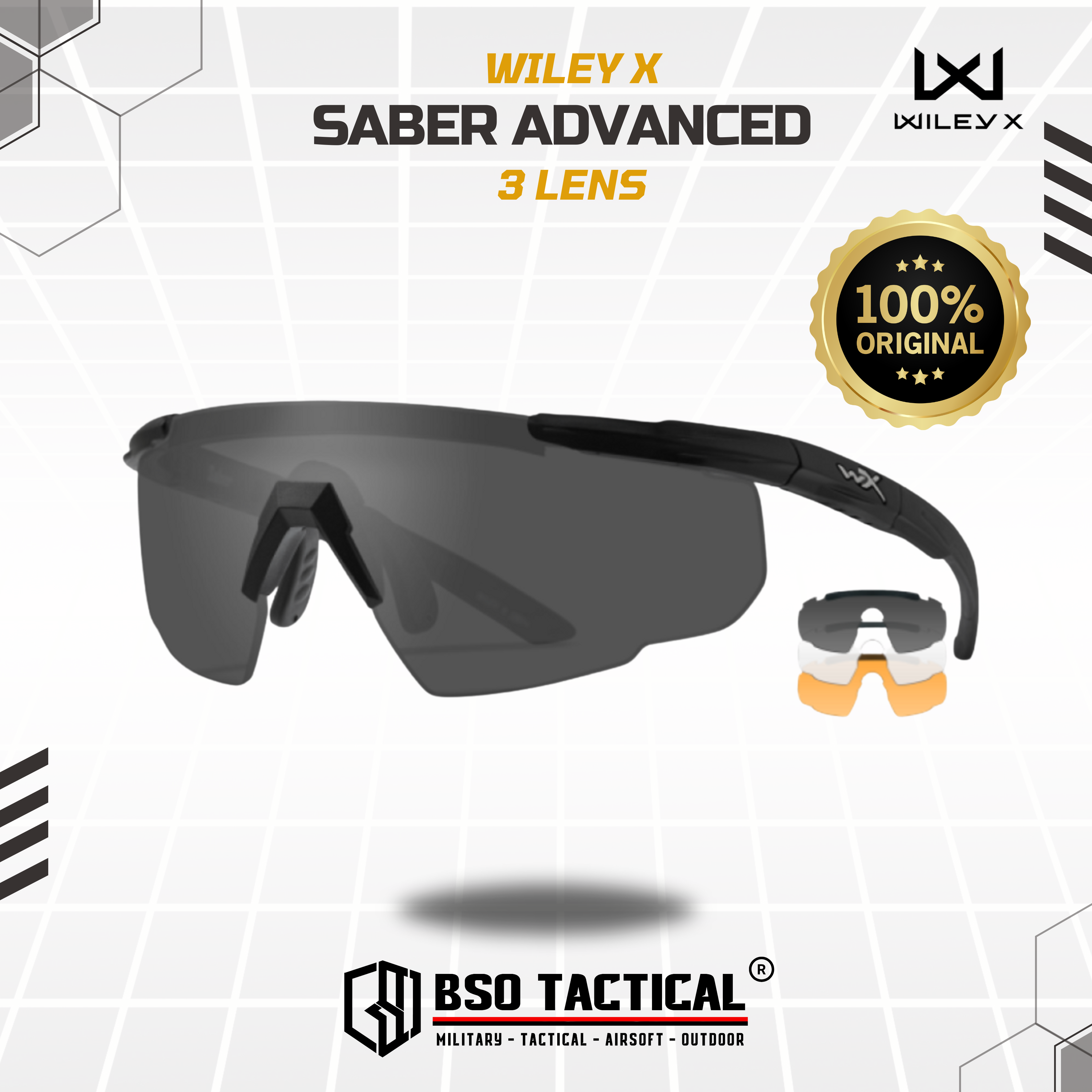 Wiley X Saber Advanced Tactical Sunglasses with Interchangeable 3 Lens