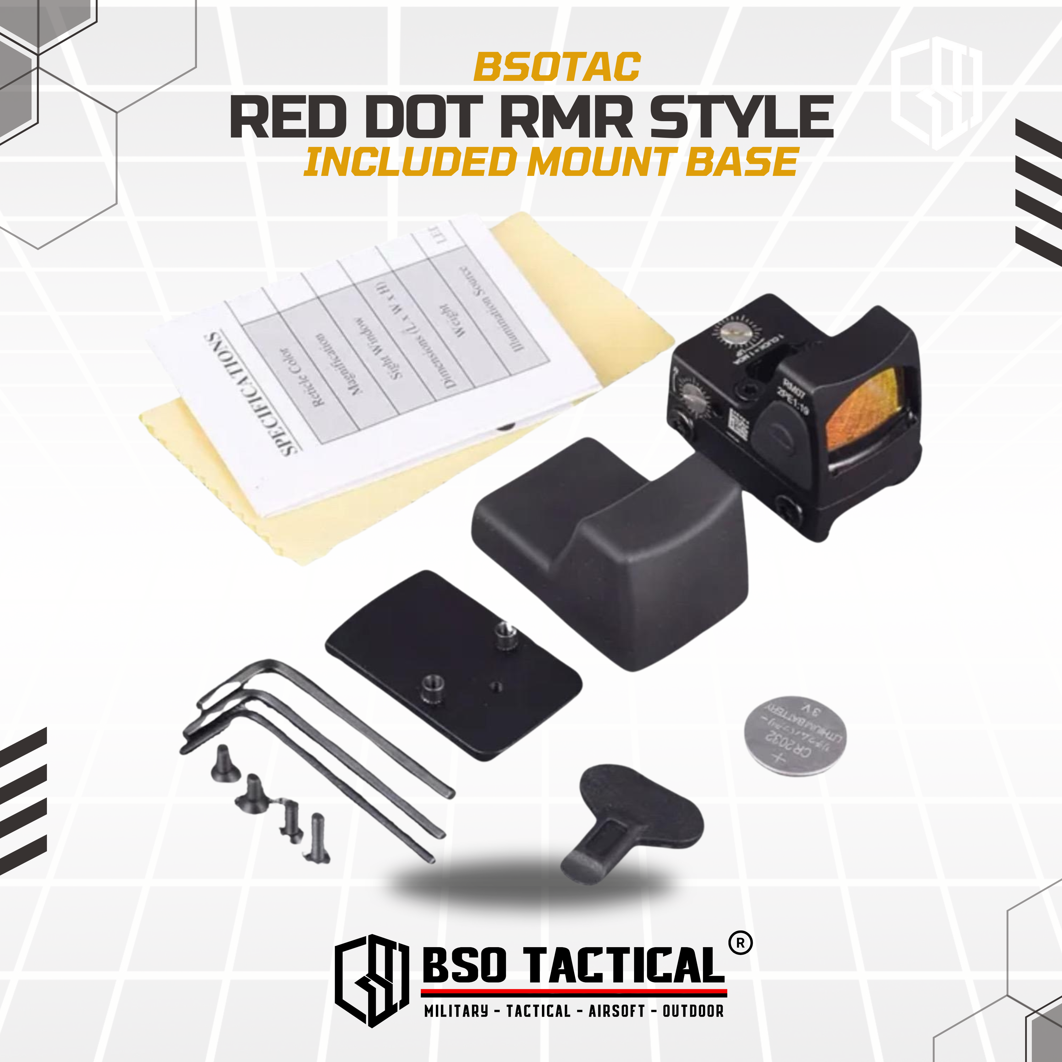 Tactical RMR Style Red Dot Mini Sight with GL Mount Base & Picatinny Mount