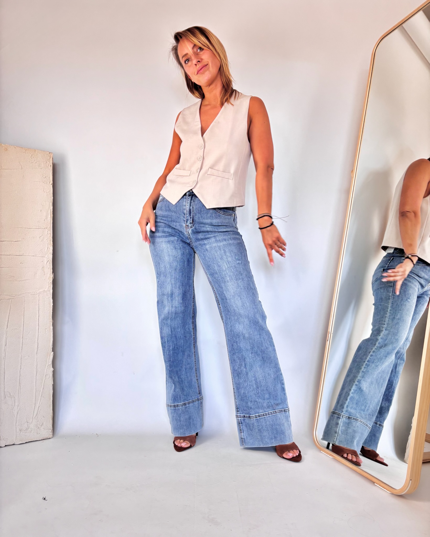 Kamizelka damska kremowa