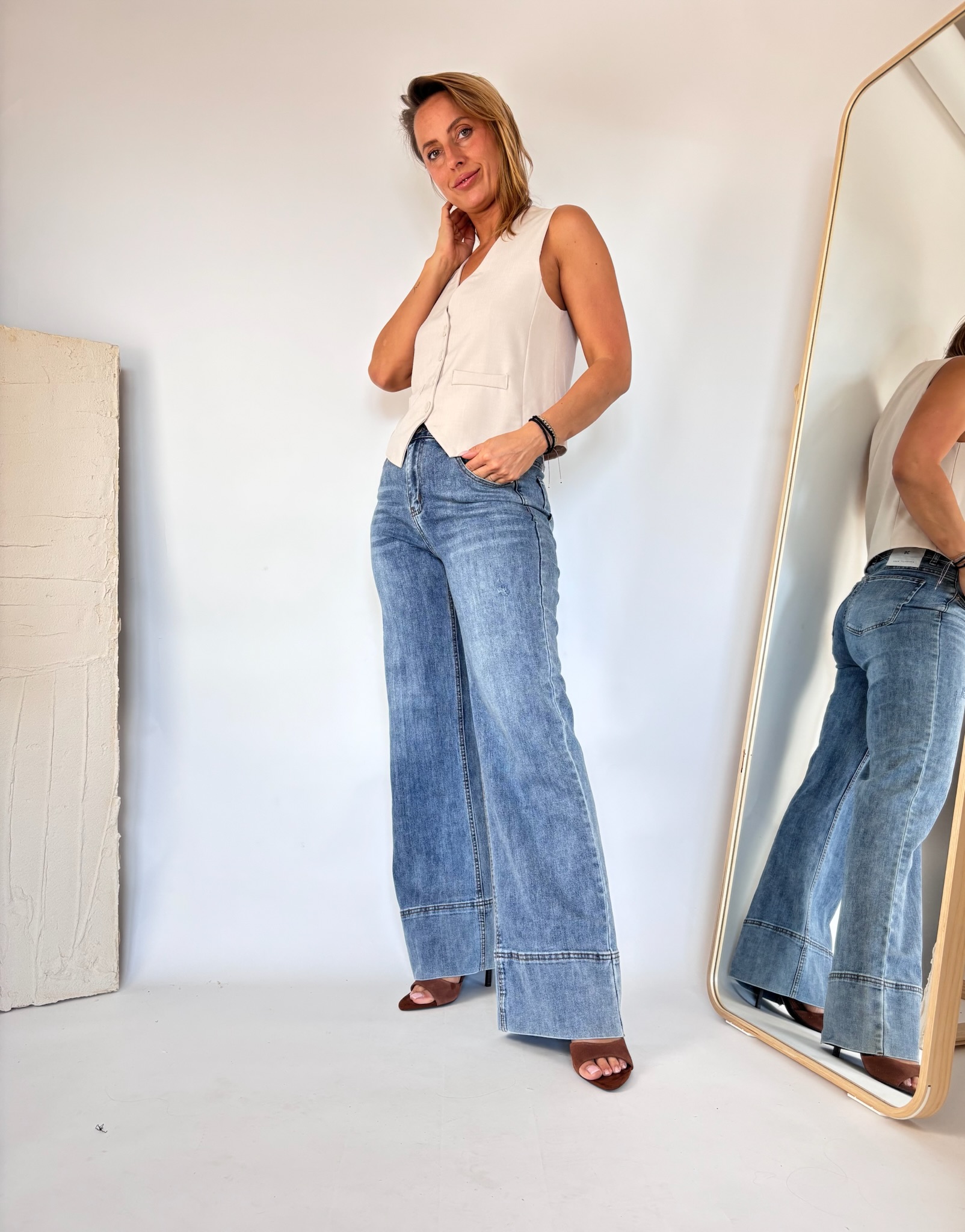 Kamizelka damska kremowa