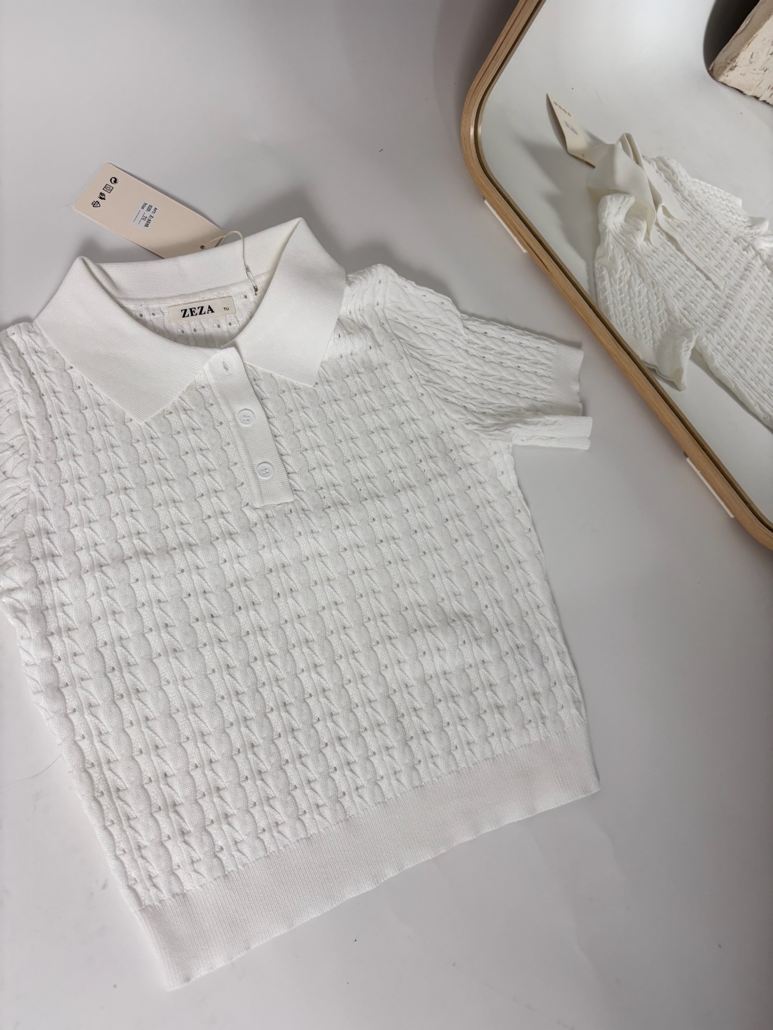 Sweter ażurowy- krótki rękaw