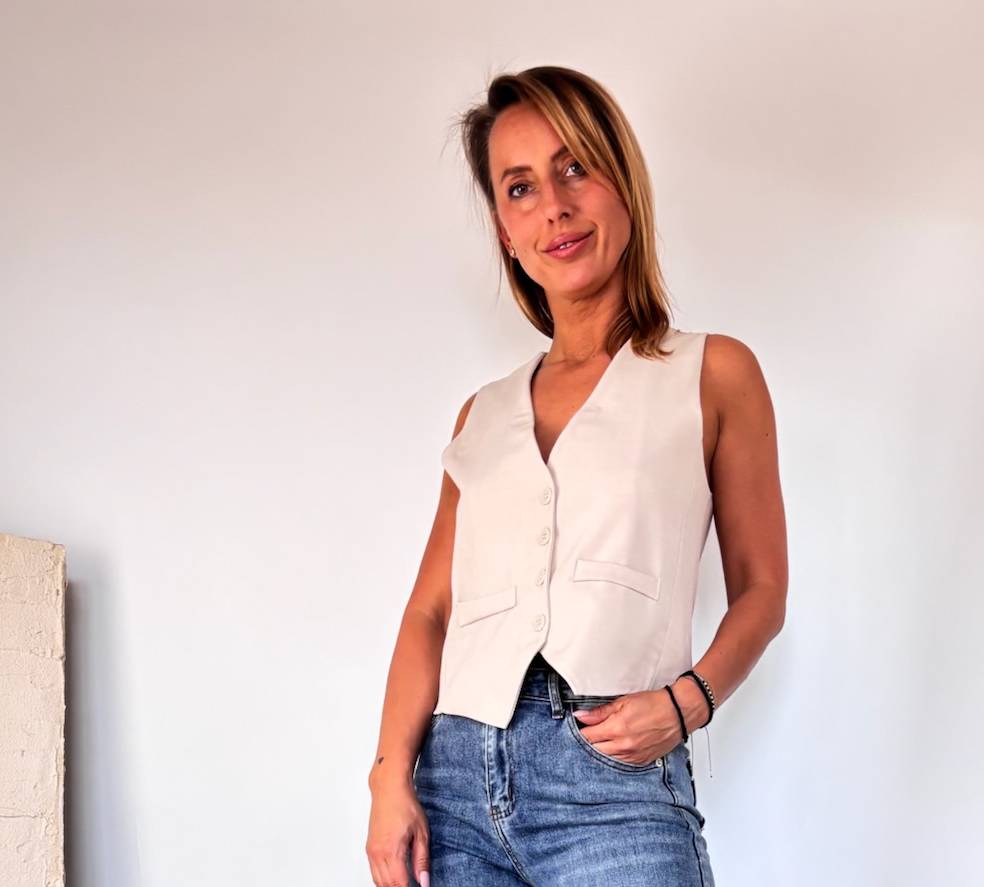 Kamizelka damska kremowa