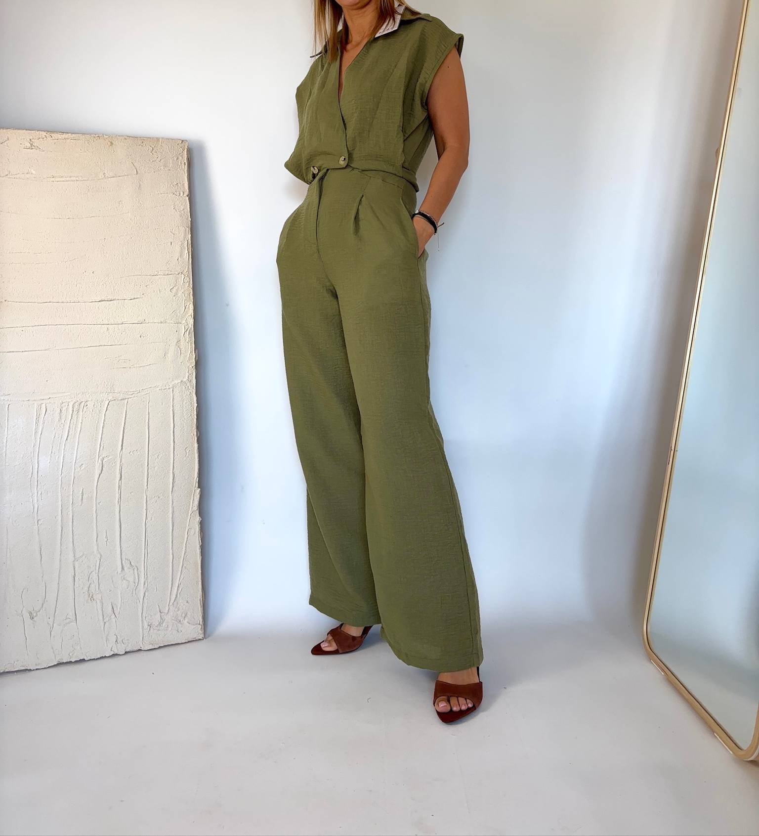 Stylowy kombinezon damski kolor zielony