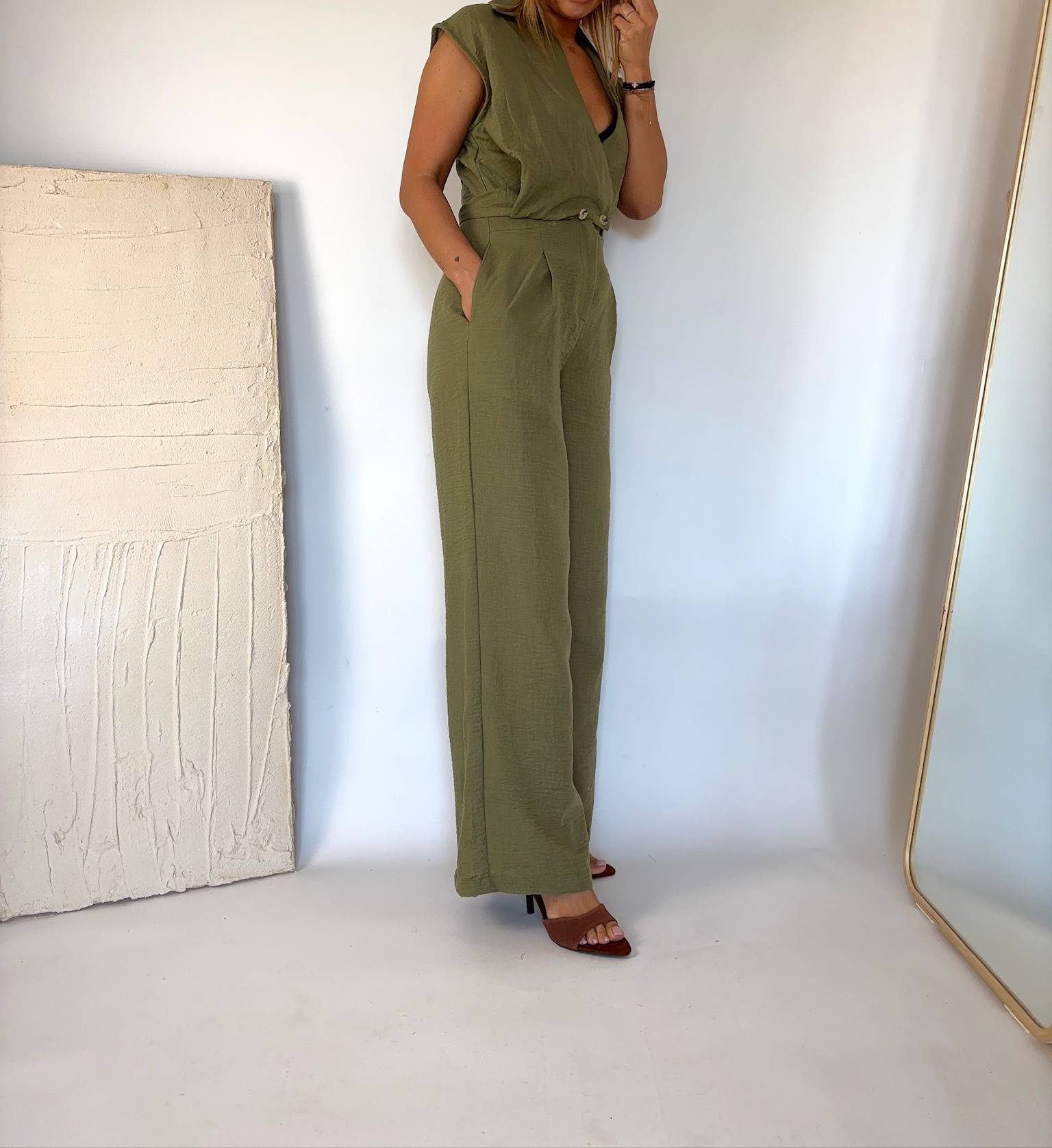 Stylowy kombinezon damski kolor zielony